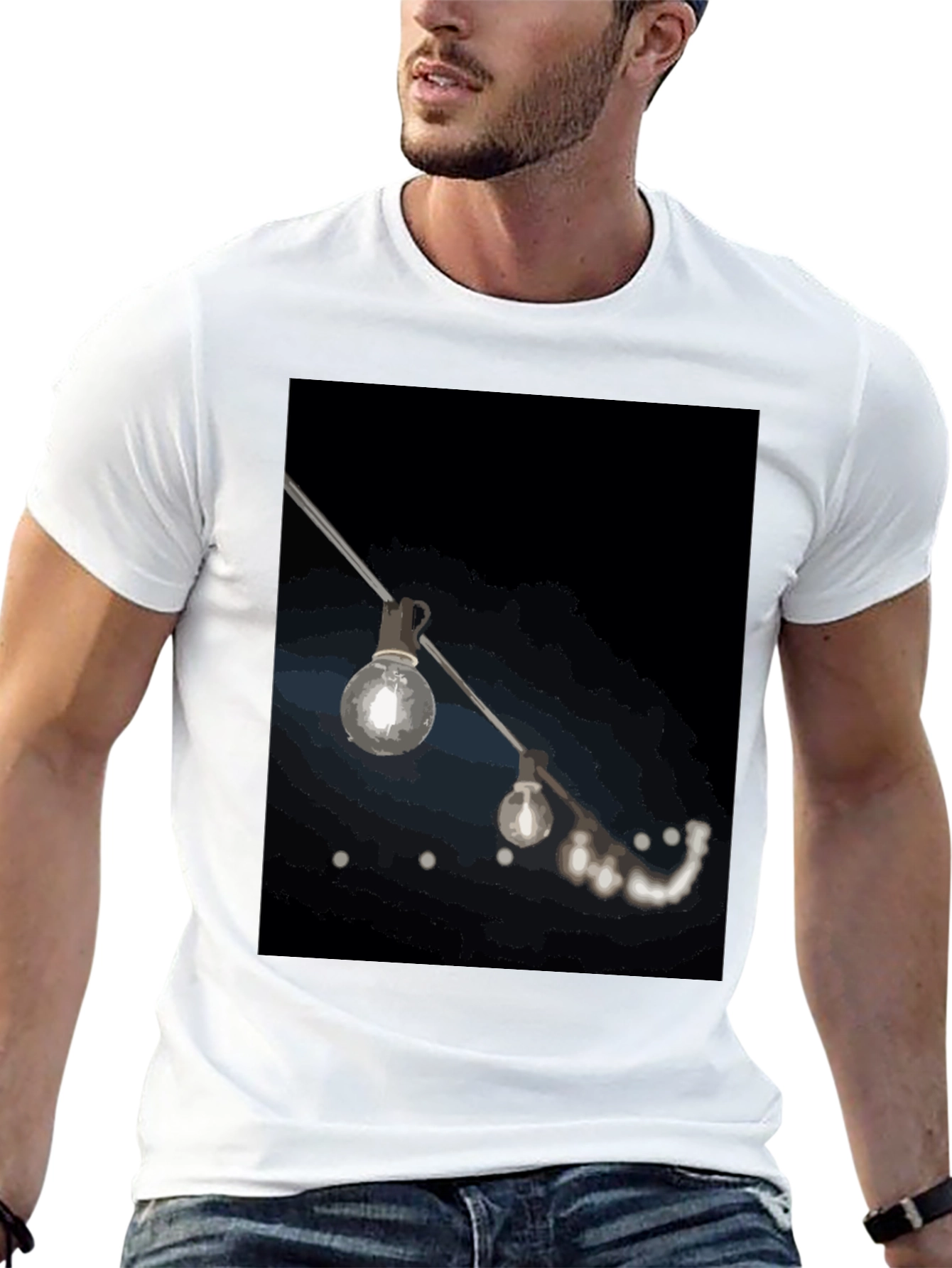 String Lights Graphic Black T-Shirt