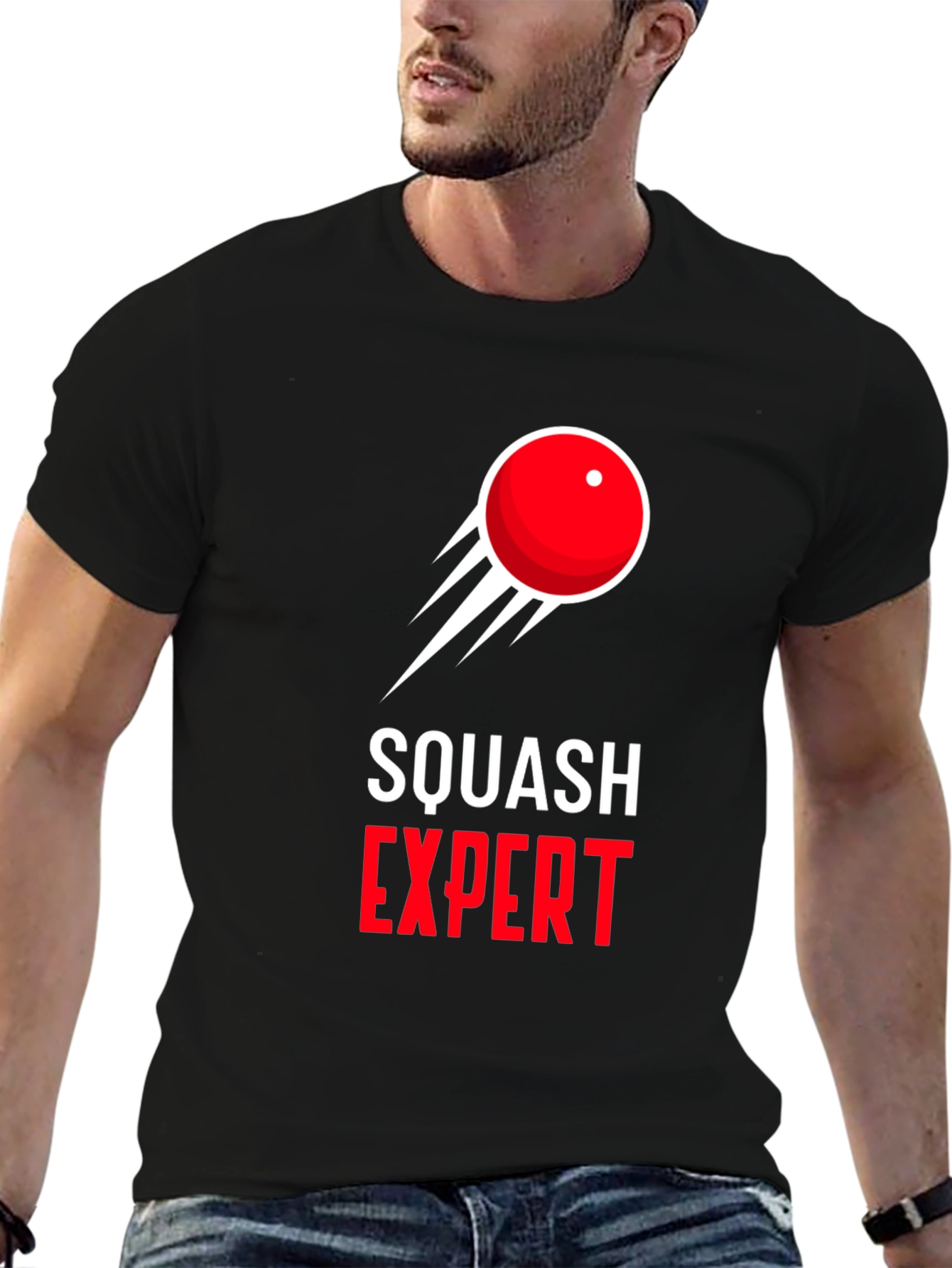 Squash Expert Graphic Tee - Black Cotton T-Shirt