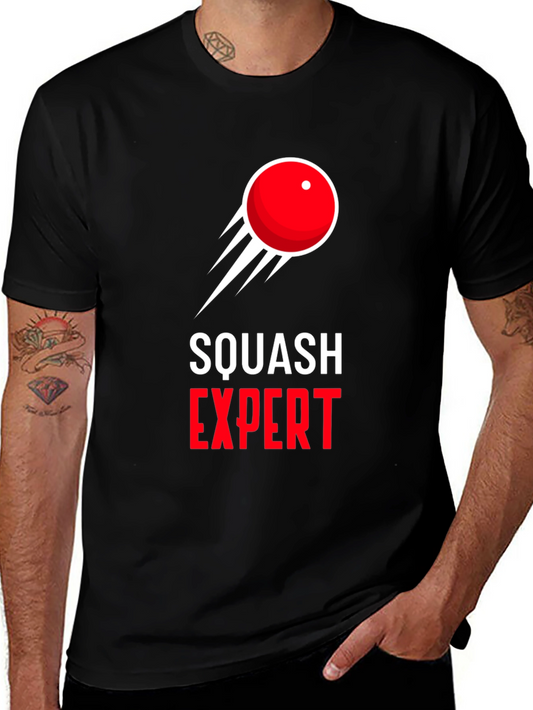 Squash Expert Graphic Tee - Black Cotton T-Shirt