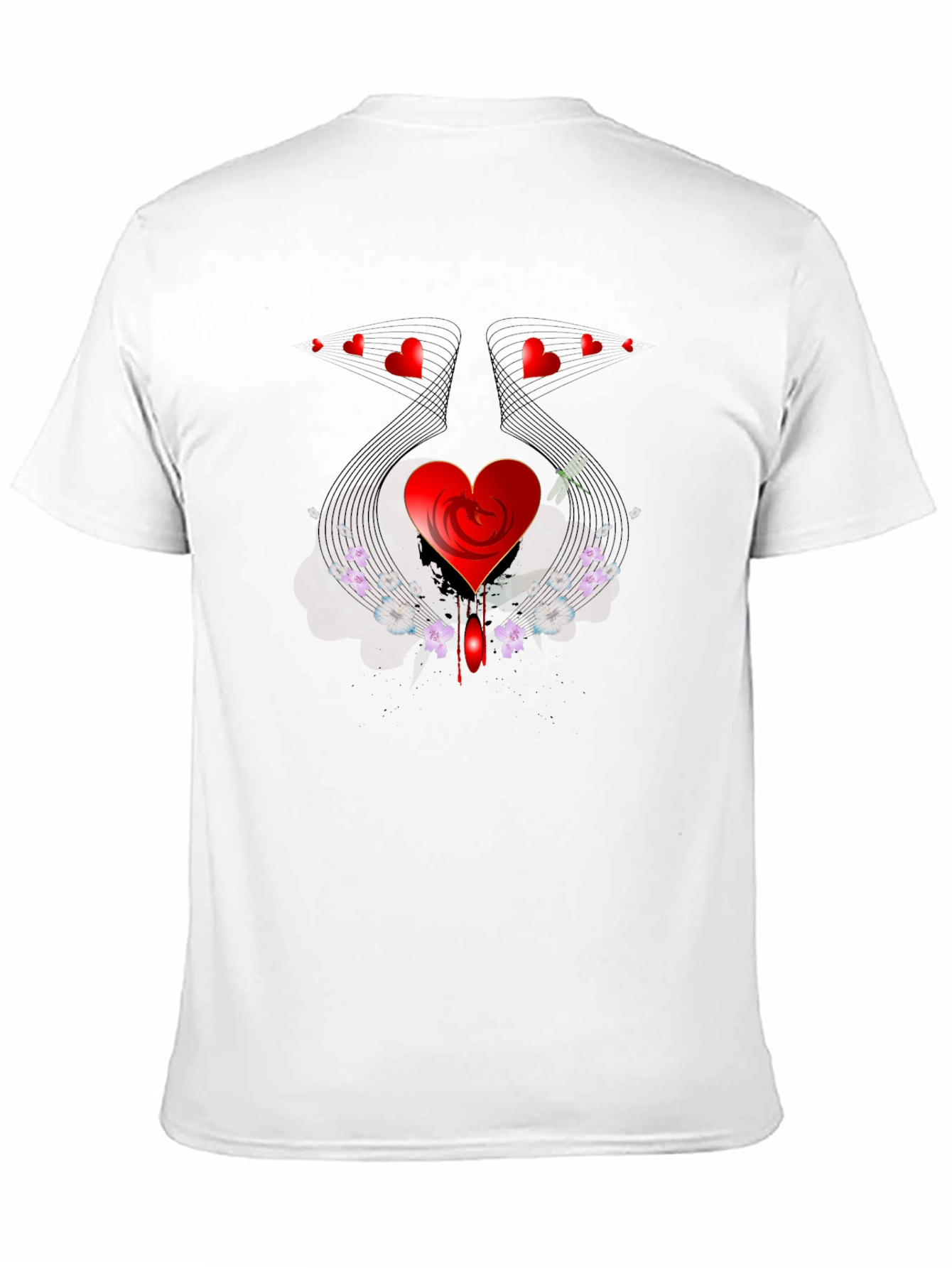 Heart & Floral Graphic Black Tee