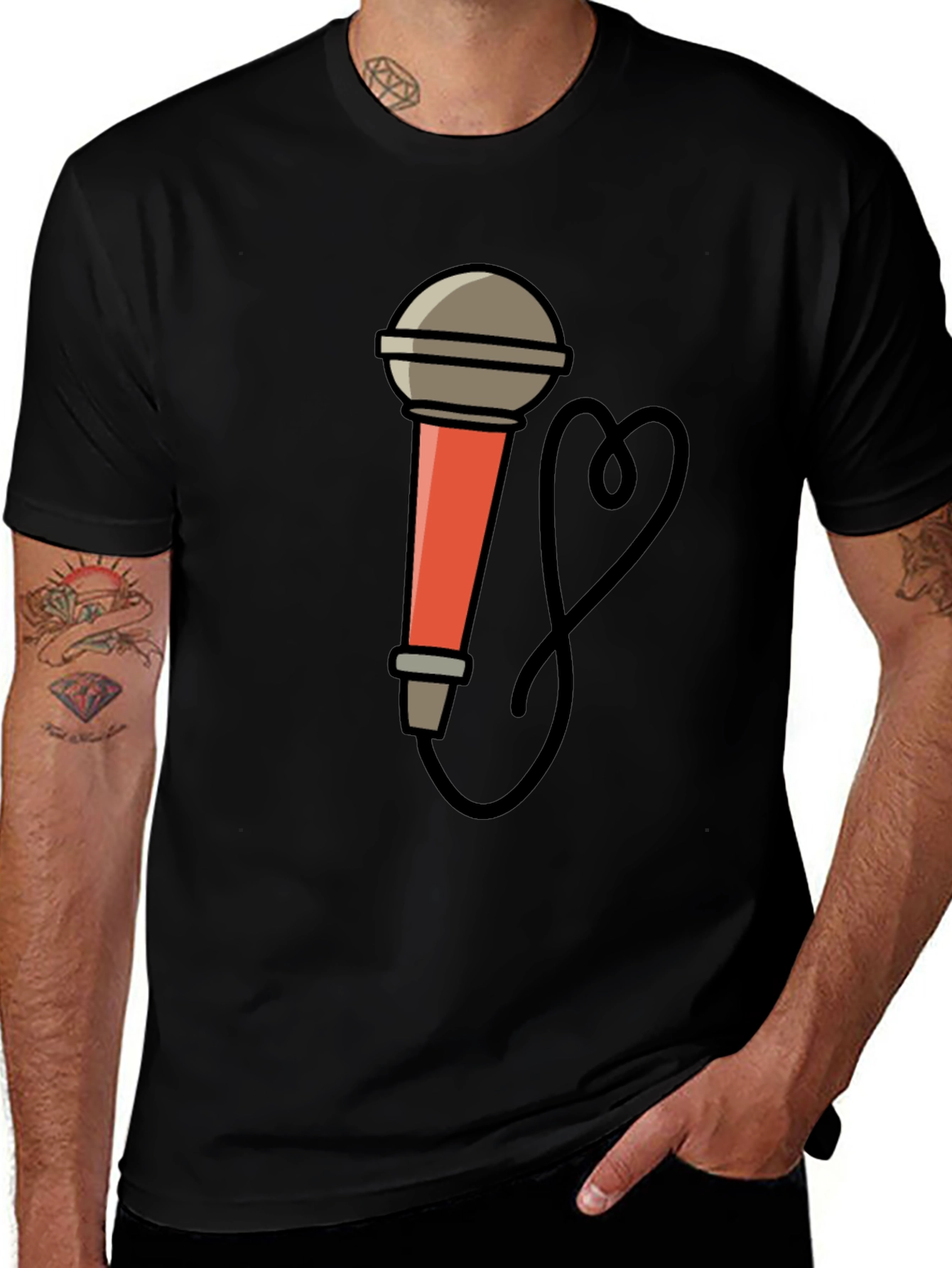 Mic Graphic Tee - Cool Cartoon Microphone Design