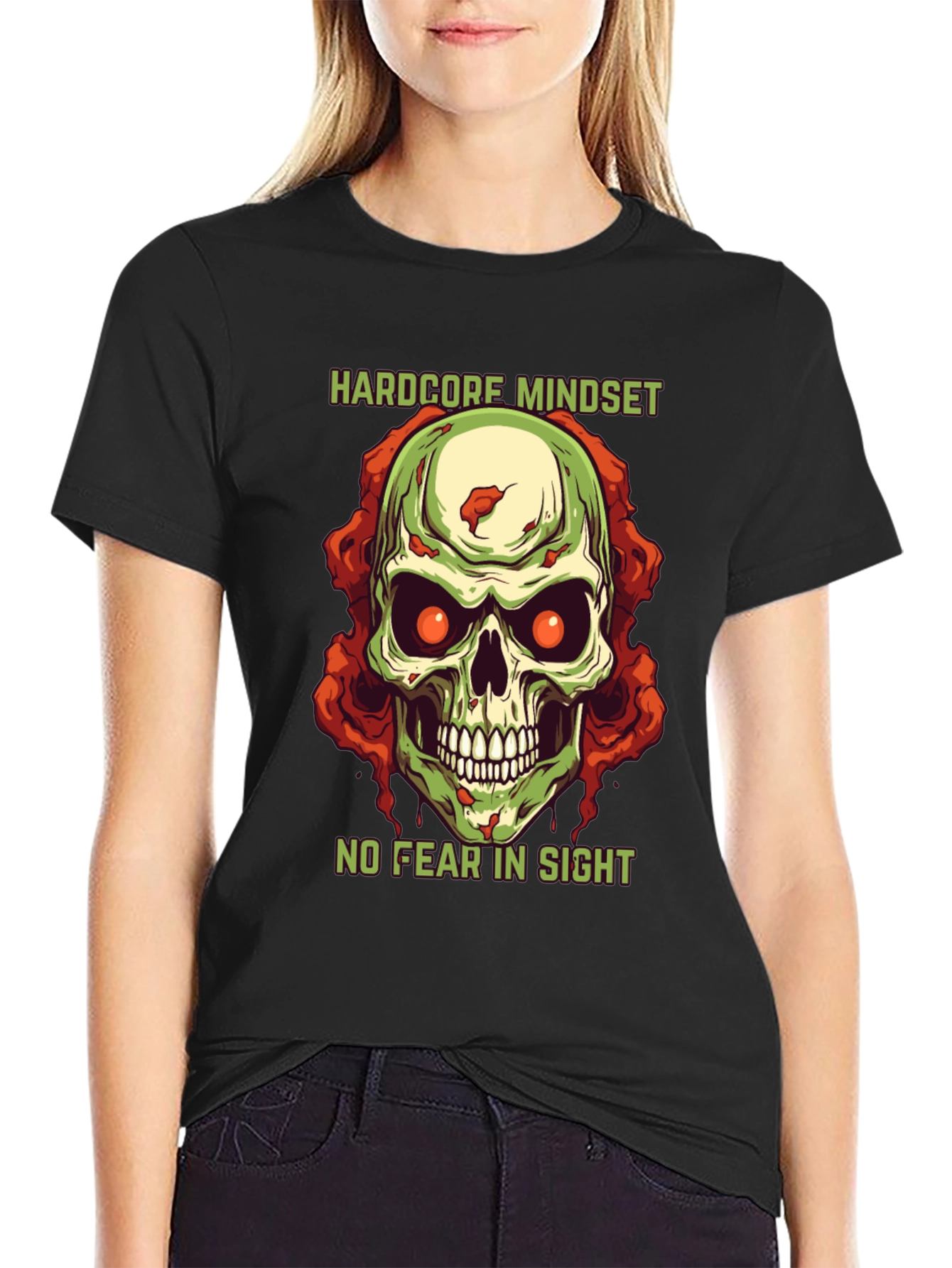 Hardcore Mindset Skull Graphic T-Shirt