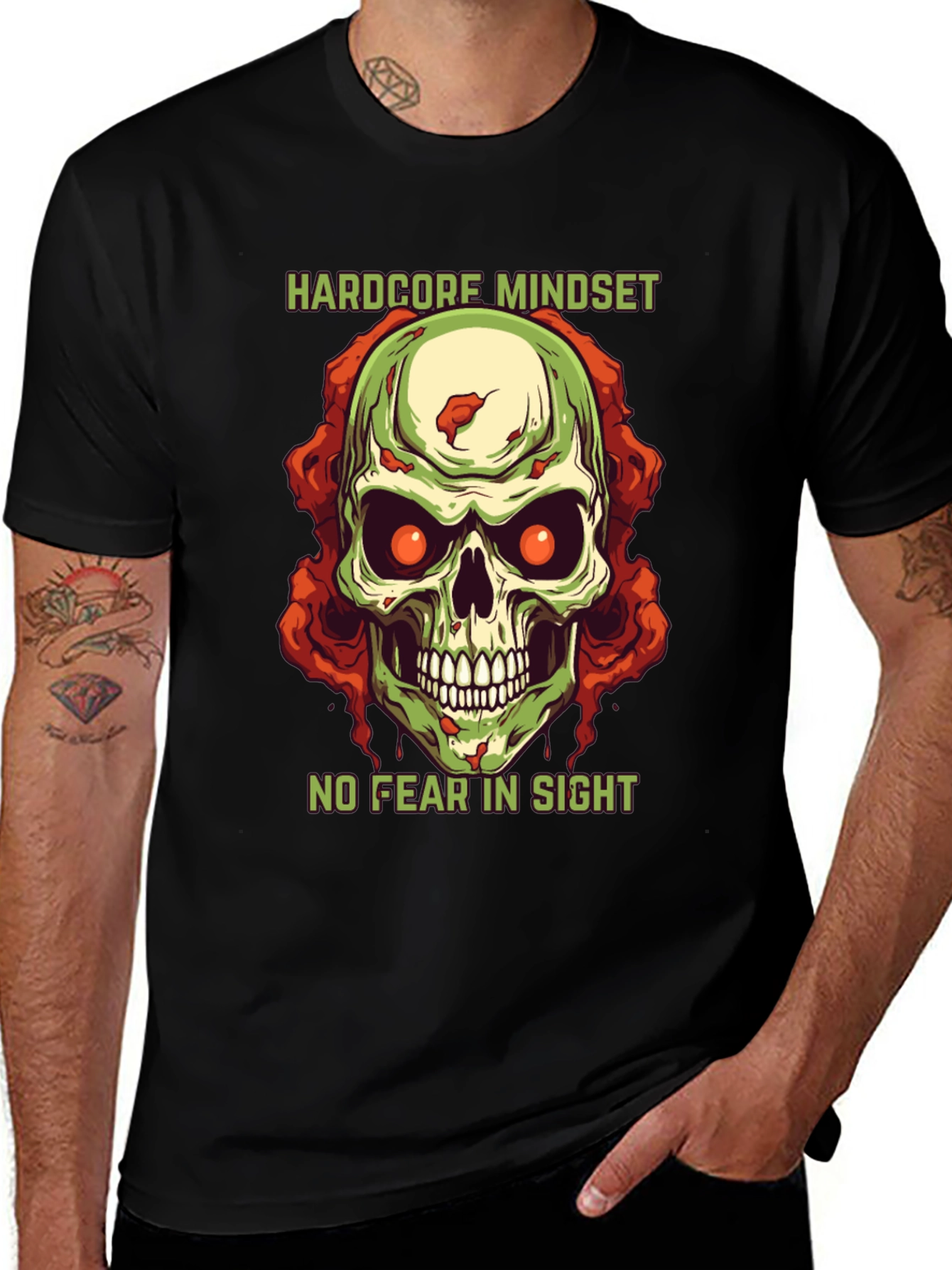 Hardcore Mindset Skull Graphic T-Shirt