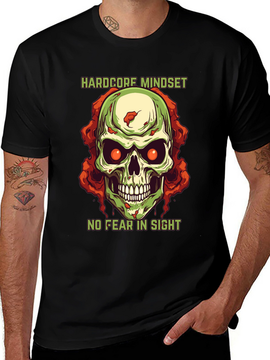 Hardcore Mindset Skull Graphic T-Shirt