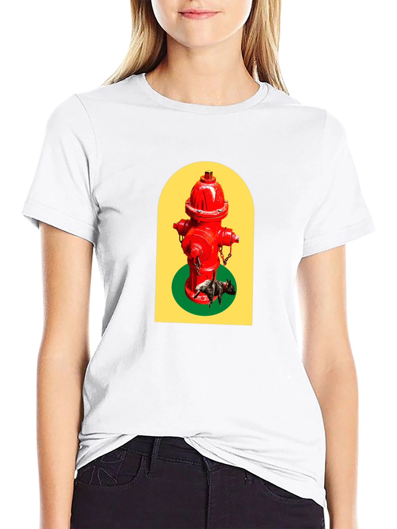 Funky Fire Hydrant Dog Graphic T-Shirt