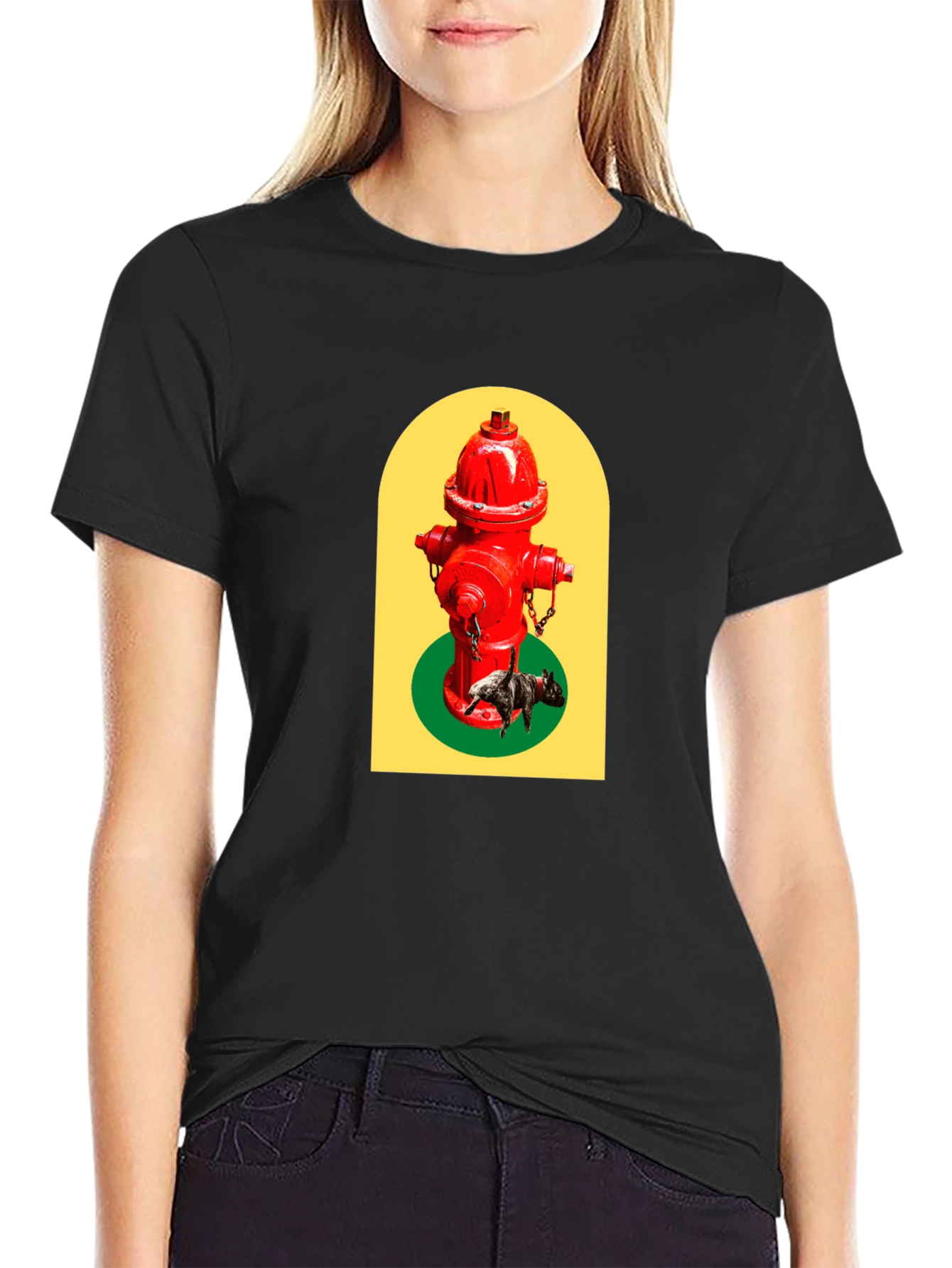 Funky Fire Hydrant Dog Graphic T-Shirt