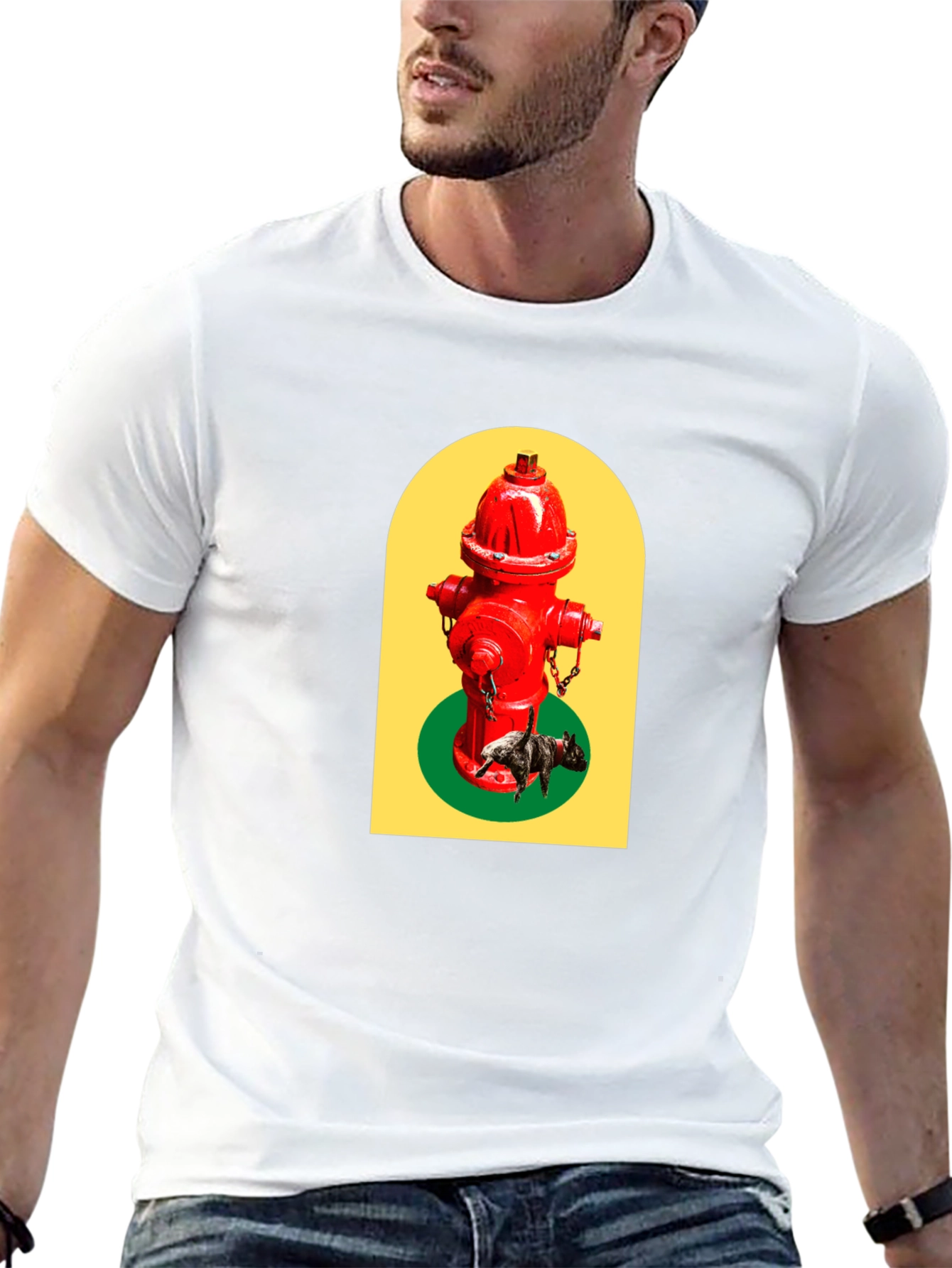 Funky Fire Hydrant Dog Graphic T-Shirt