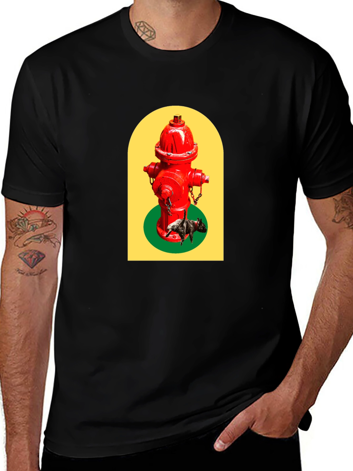 Funky Fire Hydrant Dog Graphic T-Shirt