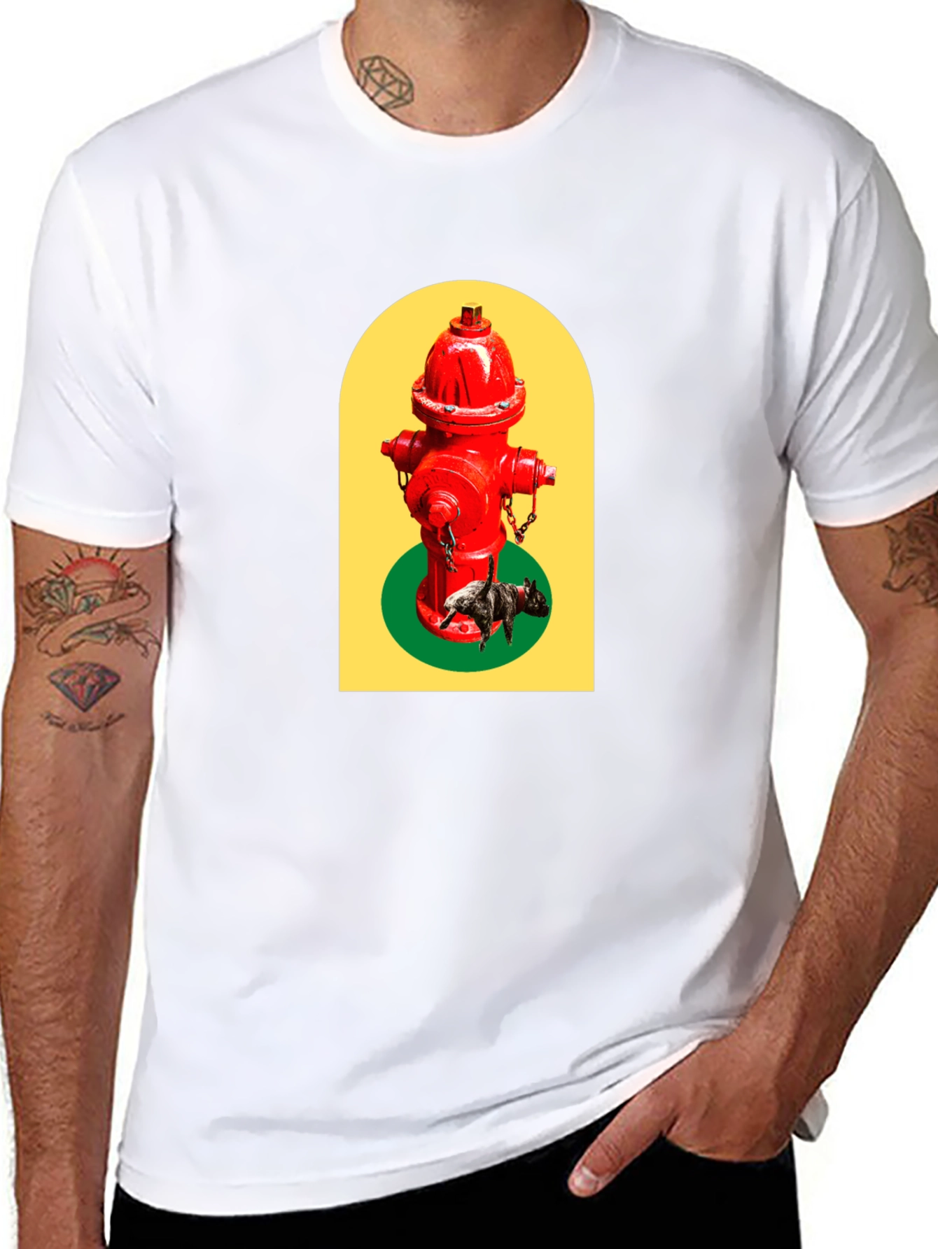 Funky Fire Hydrant Dog Graphic T-Shirt