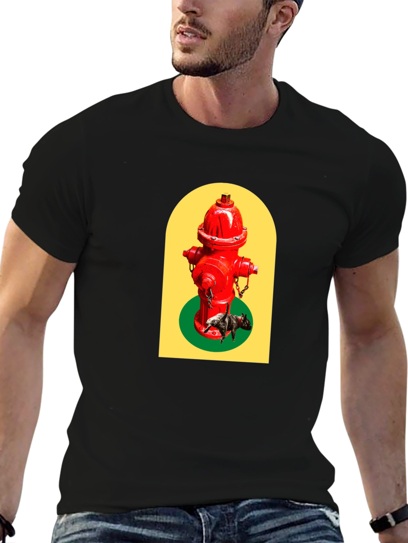 Funky Fire Hydrant Dog Graphic T-Shirt