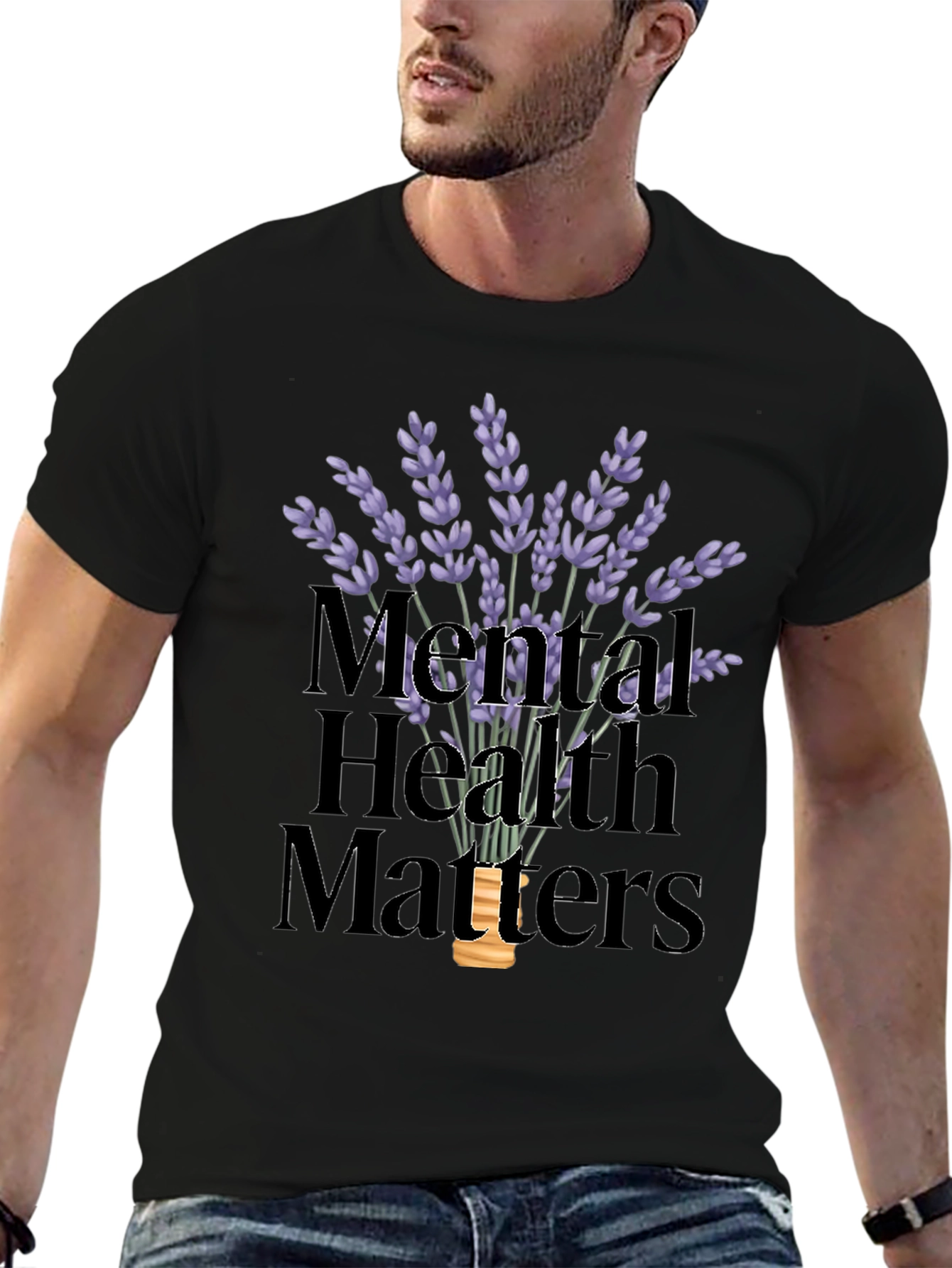 Mental Health Matters T-Shirt with Lavender Design