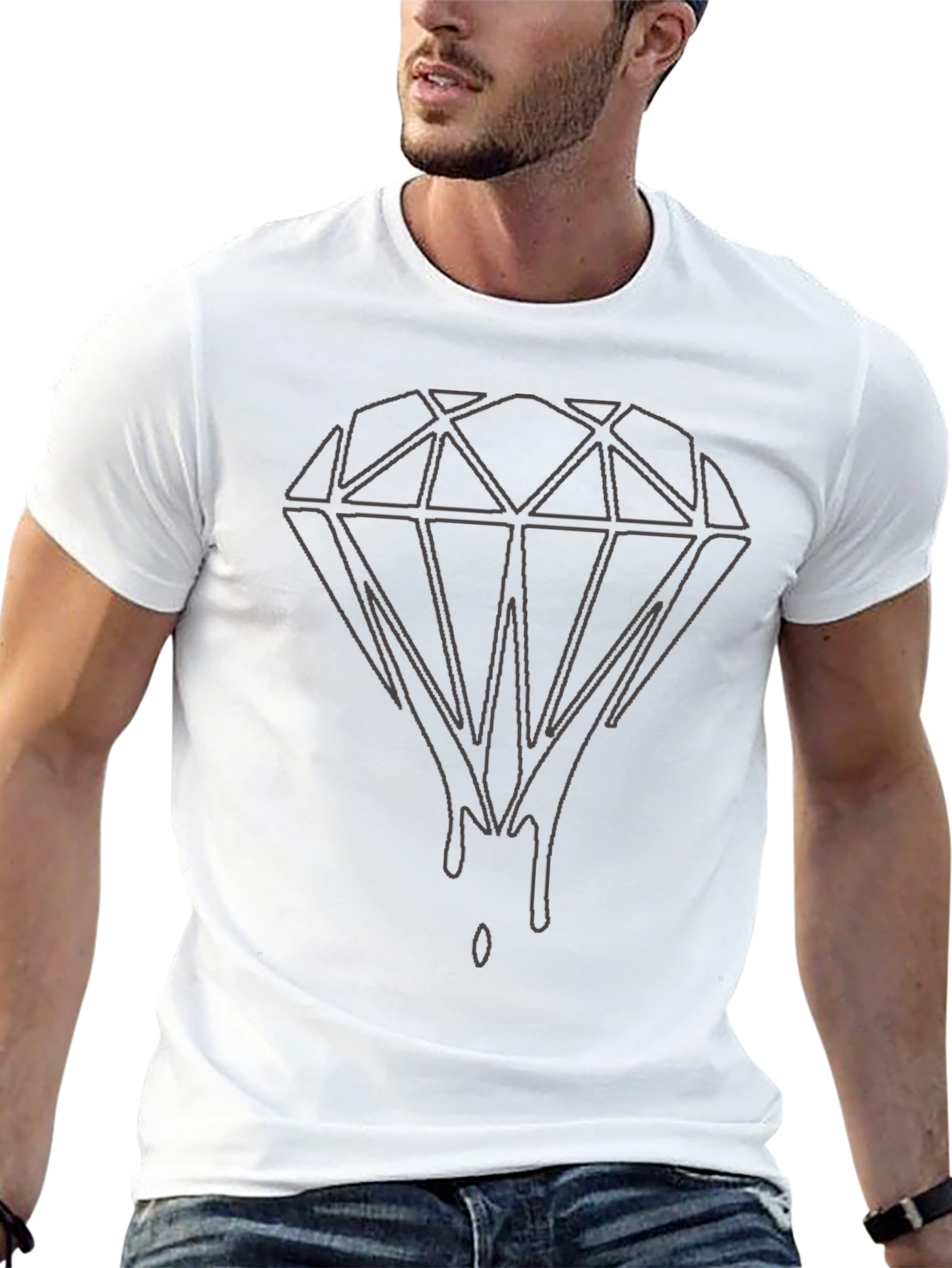 Dripping Diamond Graphic Tee - Modern Streetwear