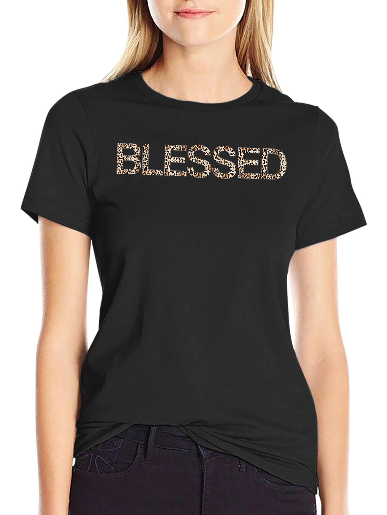 Leopard Print Blessed Graphic T-Shirt