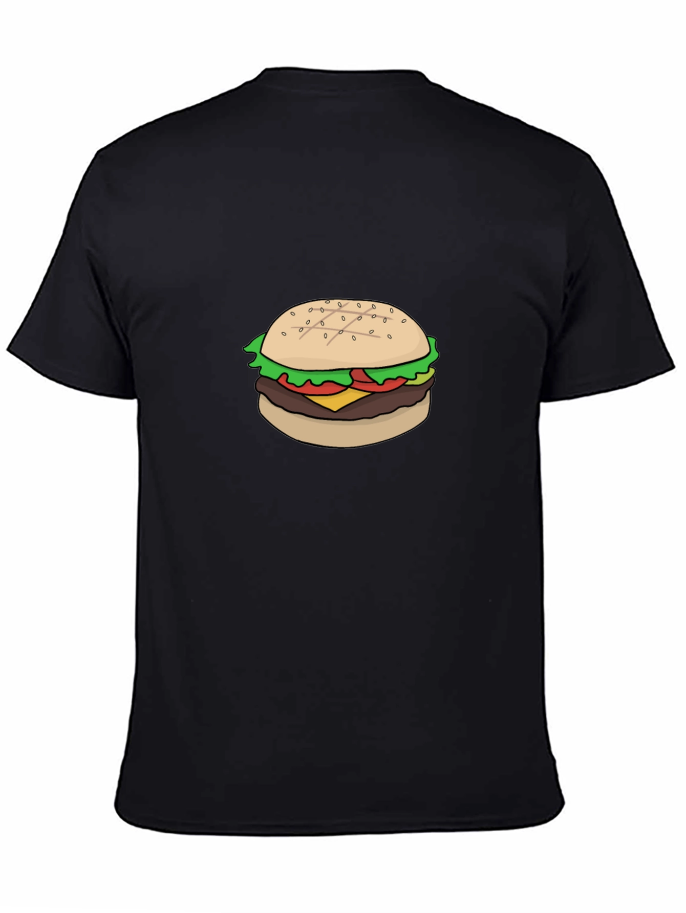 Burger Graphic Tee - Casual Black T-Shirt