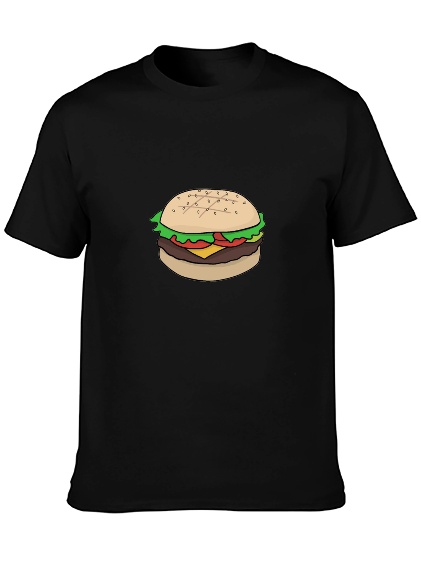 Burger Graphic Tee - Casual Black T-Shirt