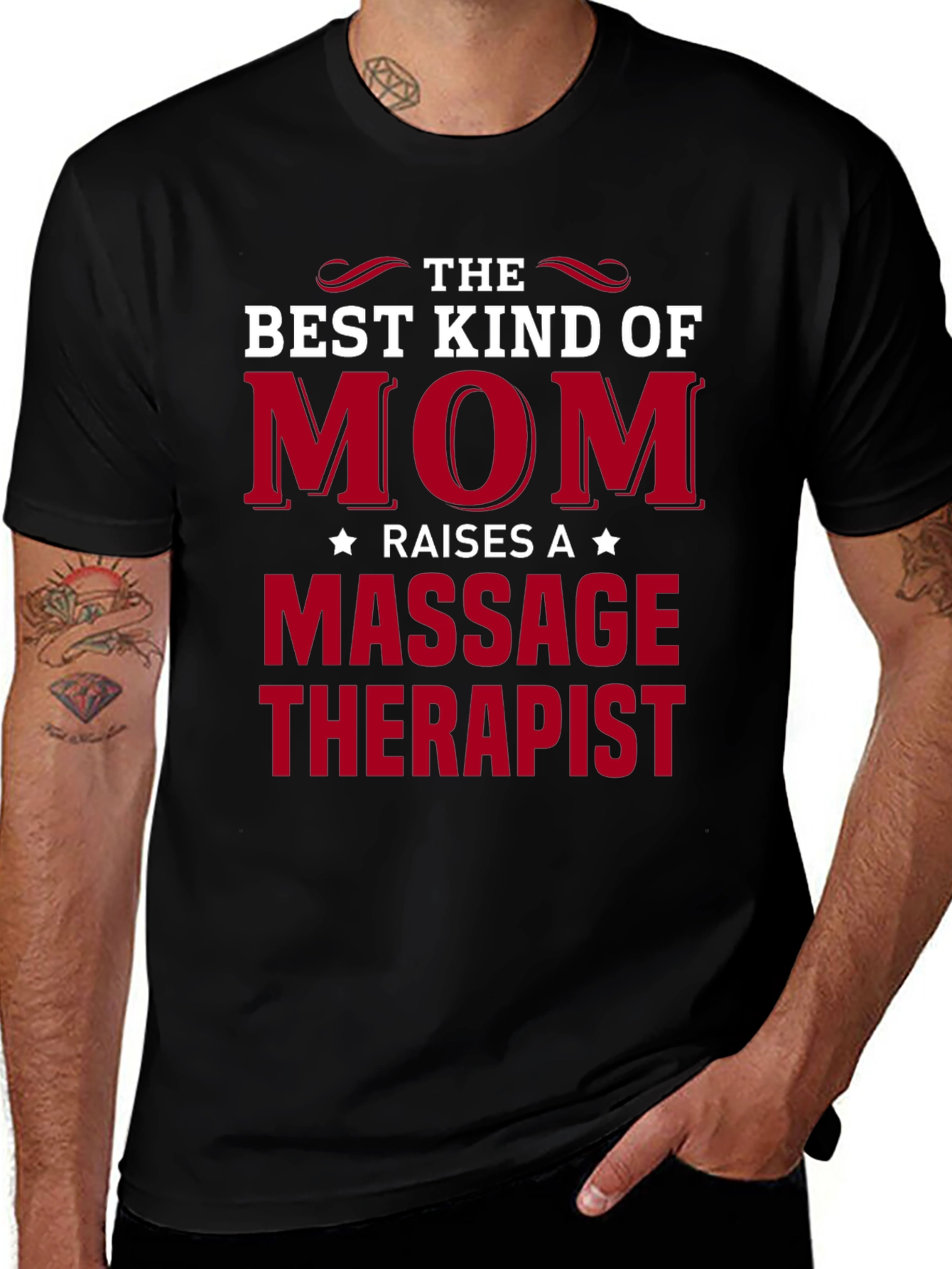Best Kind of Mom Massage Therapist Black T-Shirt
