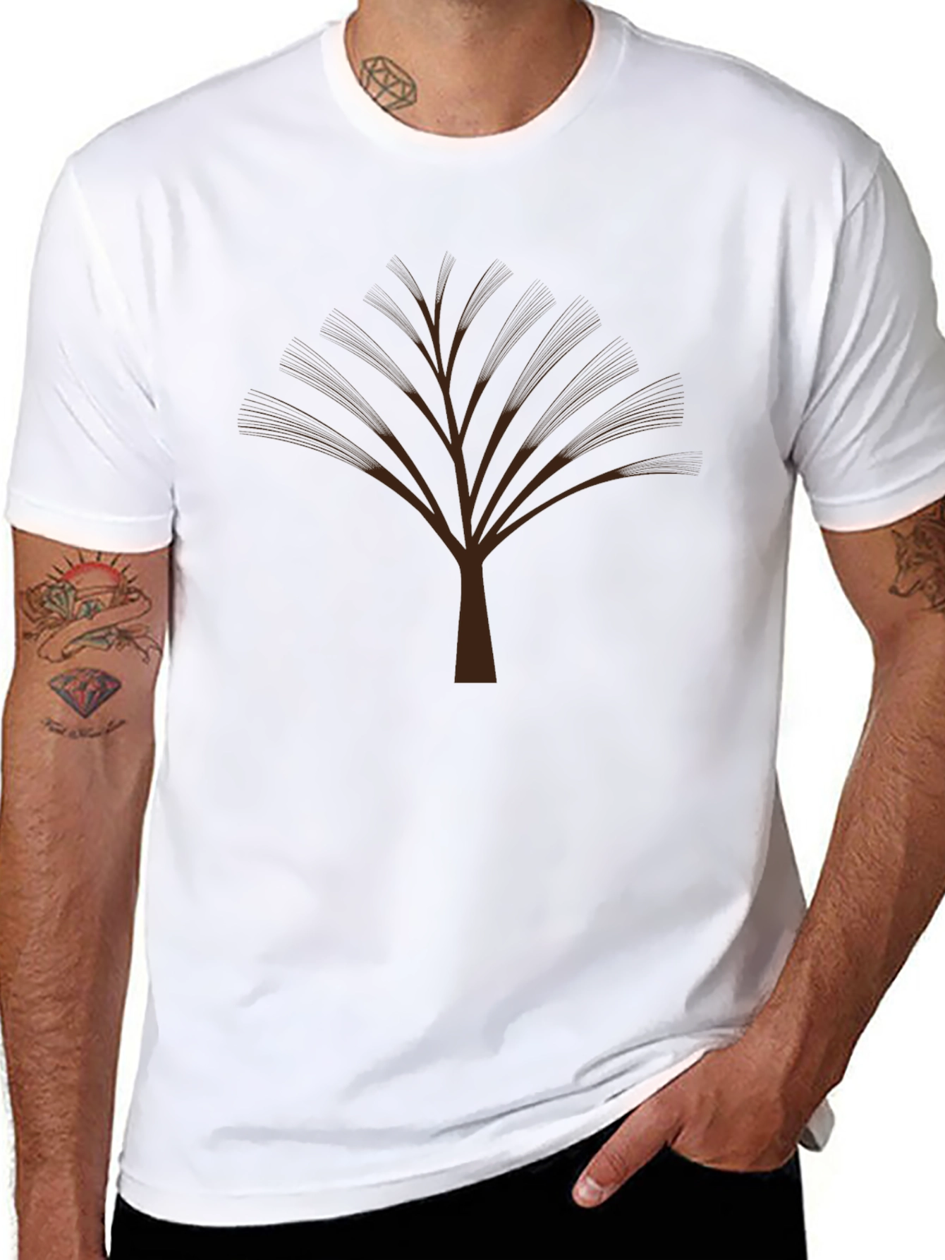 Mens Black Graphic Tree Tee