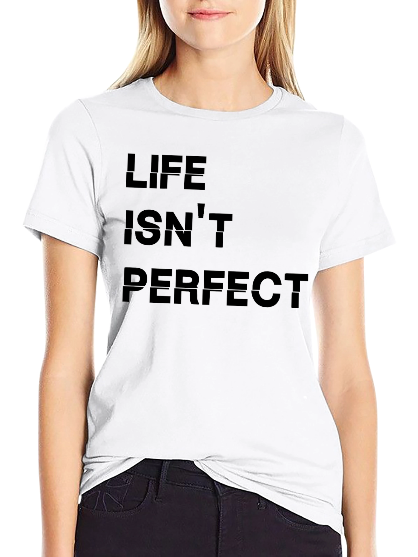 Life Isnt Perfect Graphic Tee - Black Cotton T-Shirt