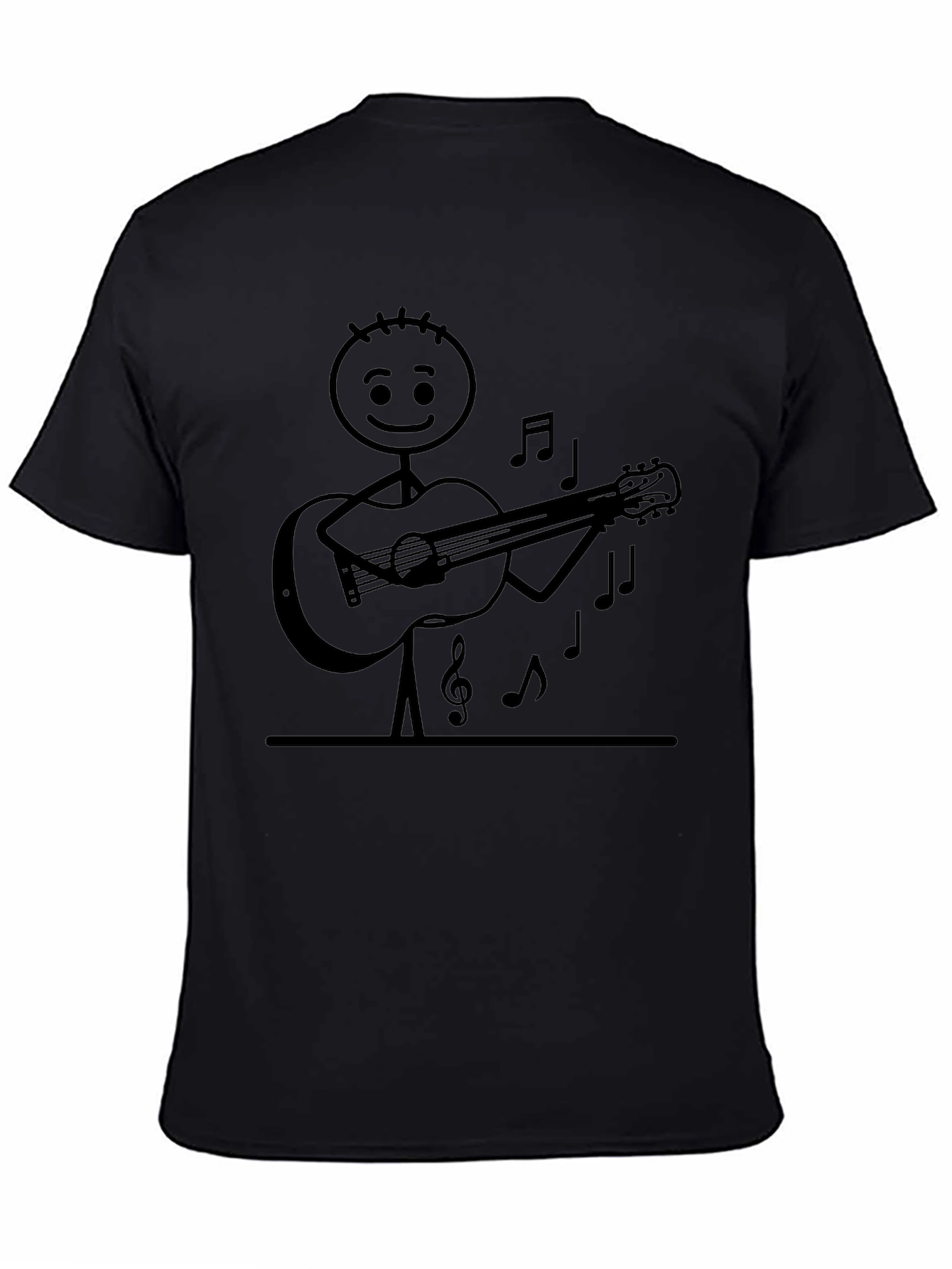Stick Figure Guitarist Black T-Shirt