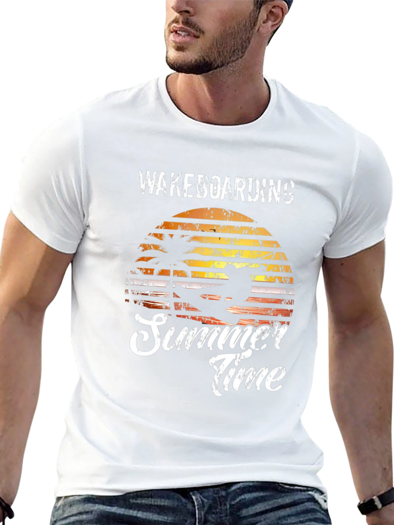 Wakeboarding Summer Time Black Graphic Tee