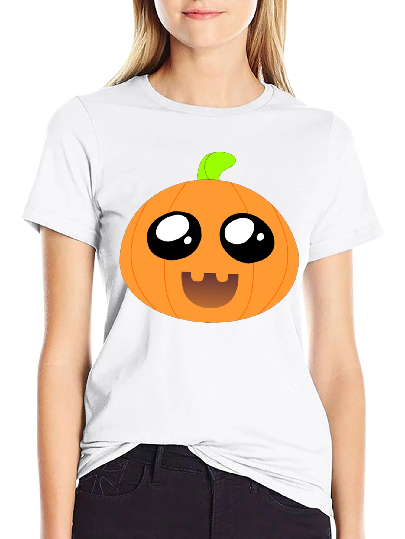 Cute Pumpkin Face Black T-Shirt