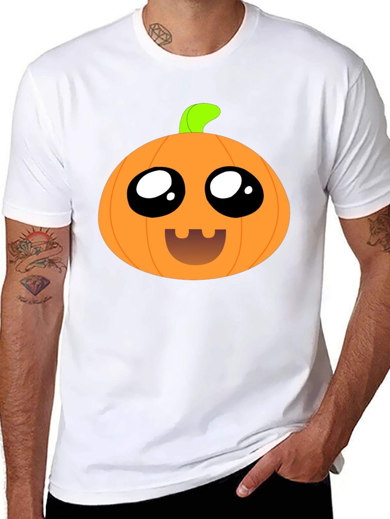 Cute Pumpkin Face Black T-Shirt