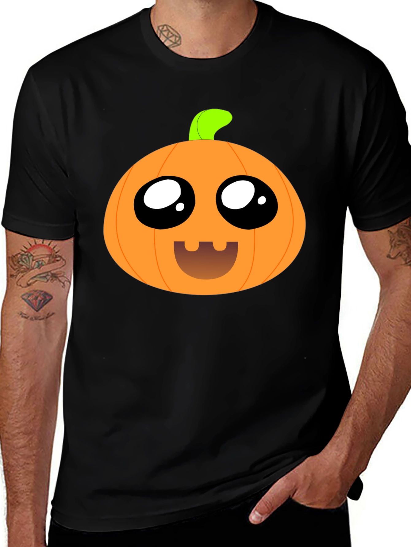 Cute Pumpkin Face Black T-Shirt