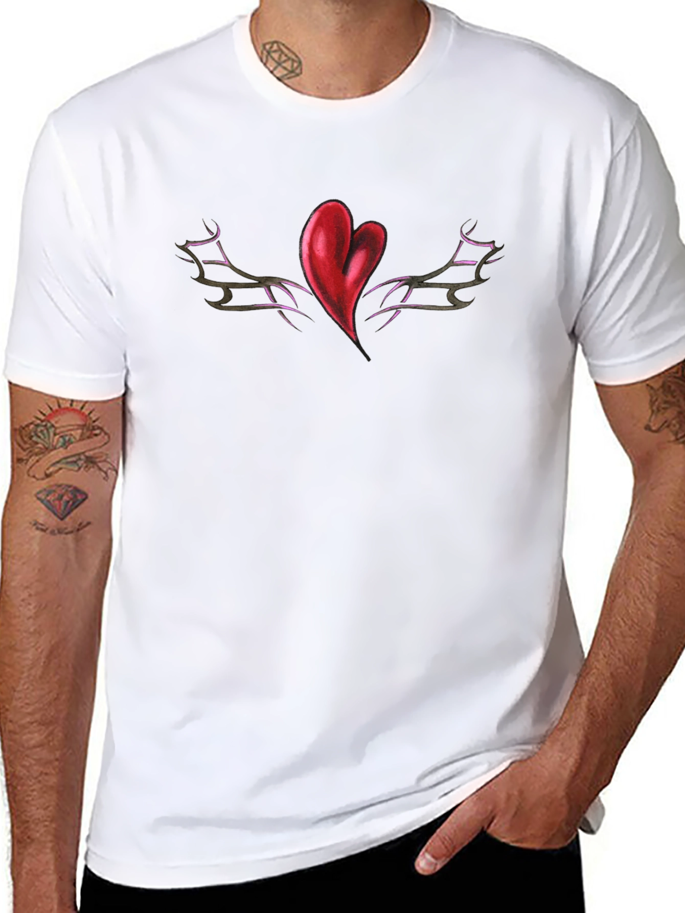 Heart & Vine Graphic Tee - Black