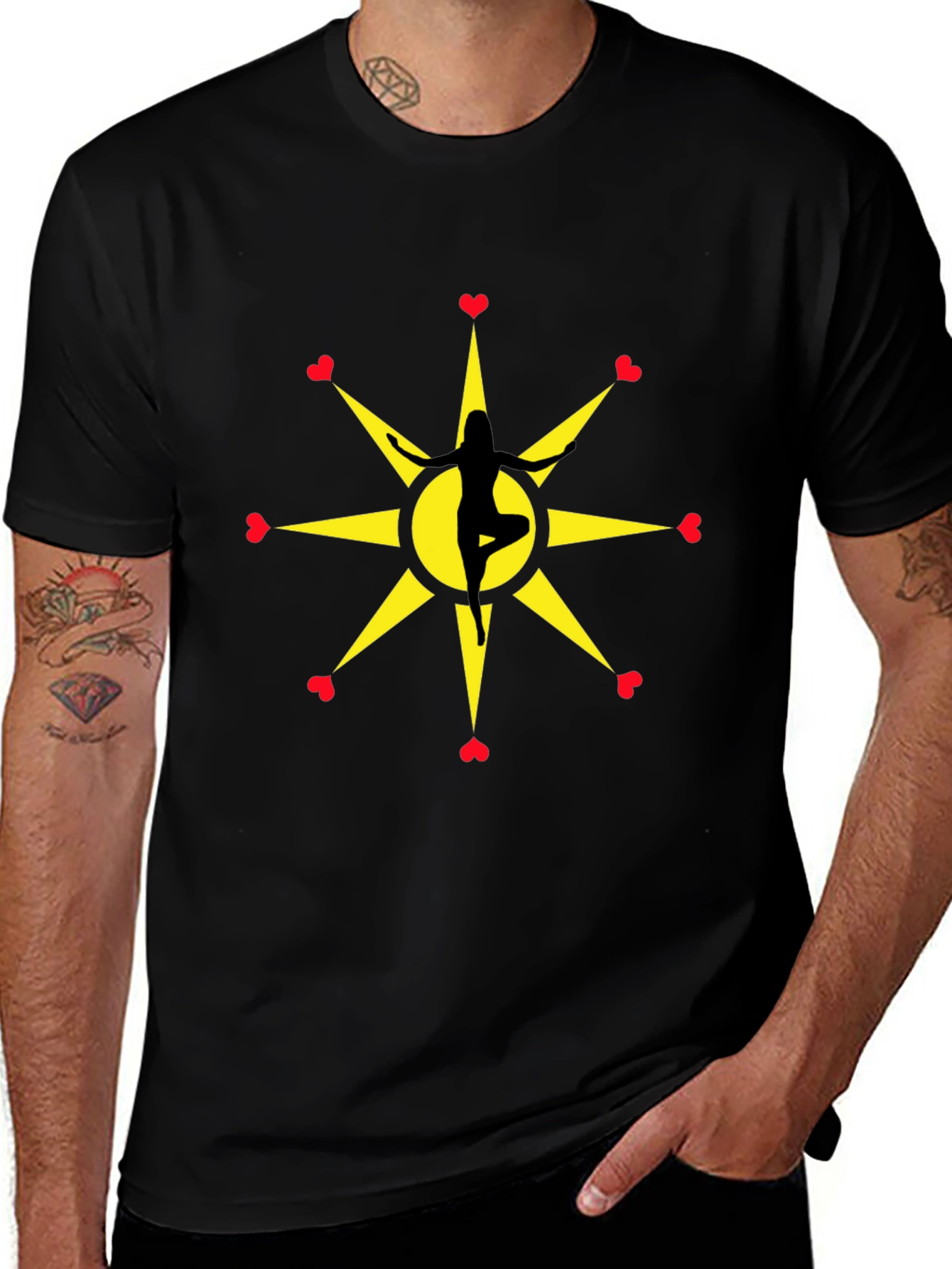 Yoga Love Star Graphic Tee - Black Unisex T-Shirt