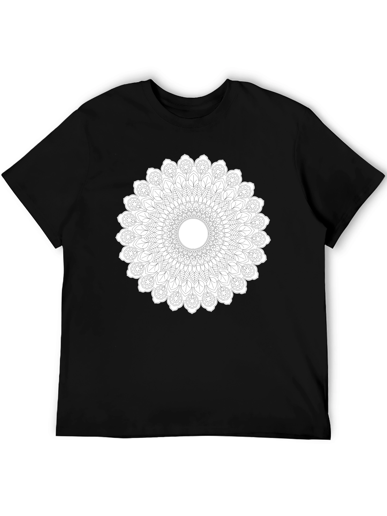 Black Tee with Mandala Art