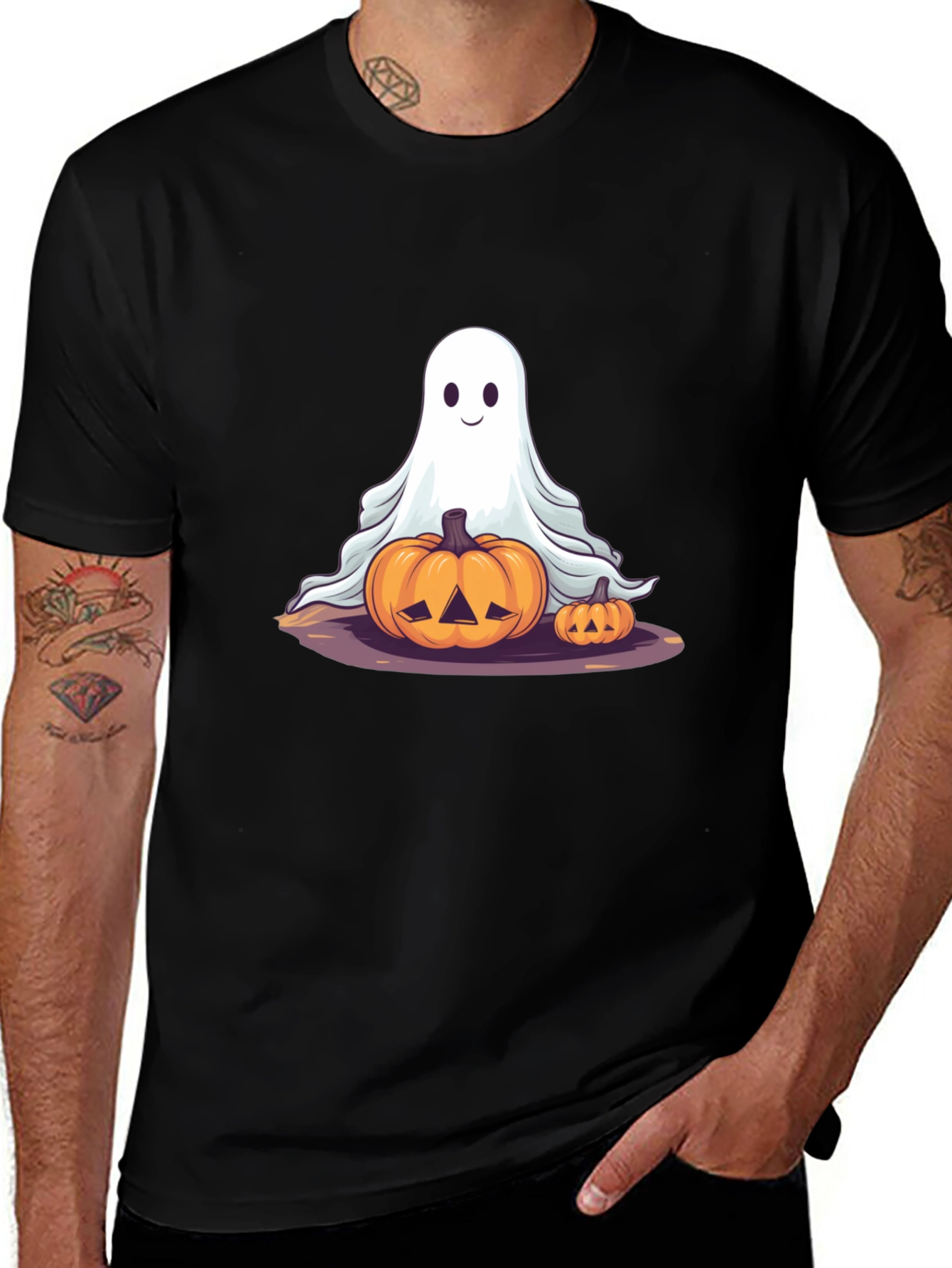 Halloween Ghost & Pumpkin T-Shirt