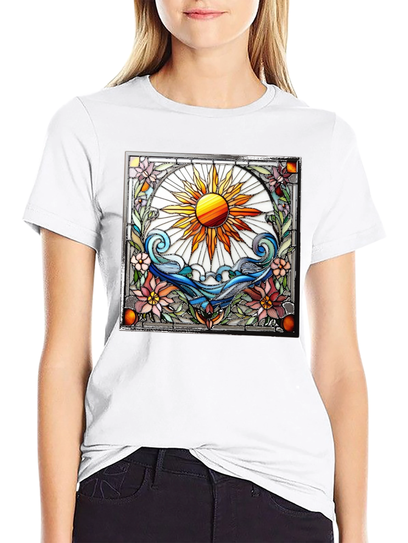 Stained Glass Sun Graphic T-Shirt