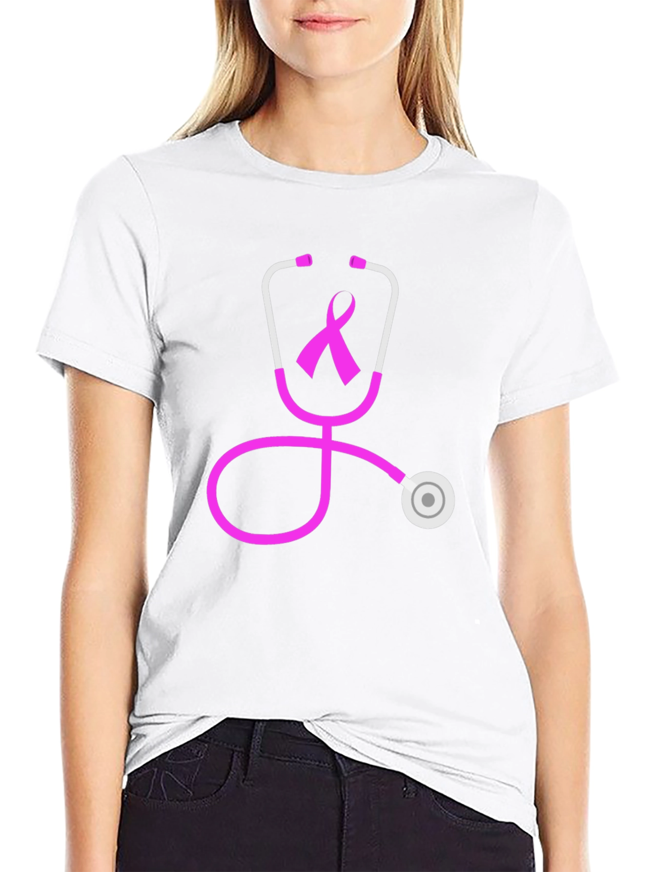 Breast Cancer Awareness Stethoscope Graphic Tee
