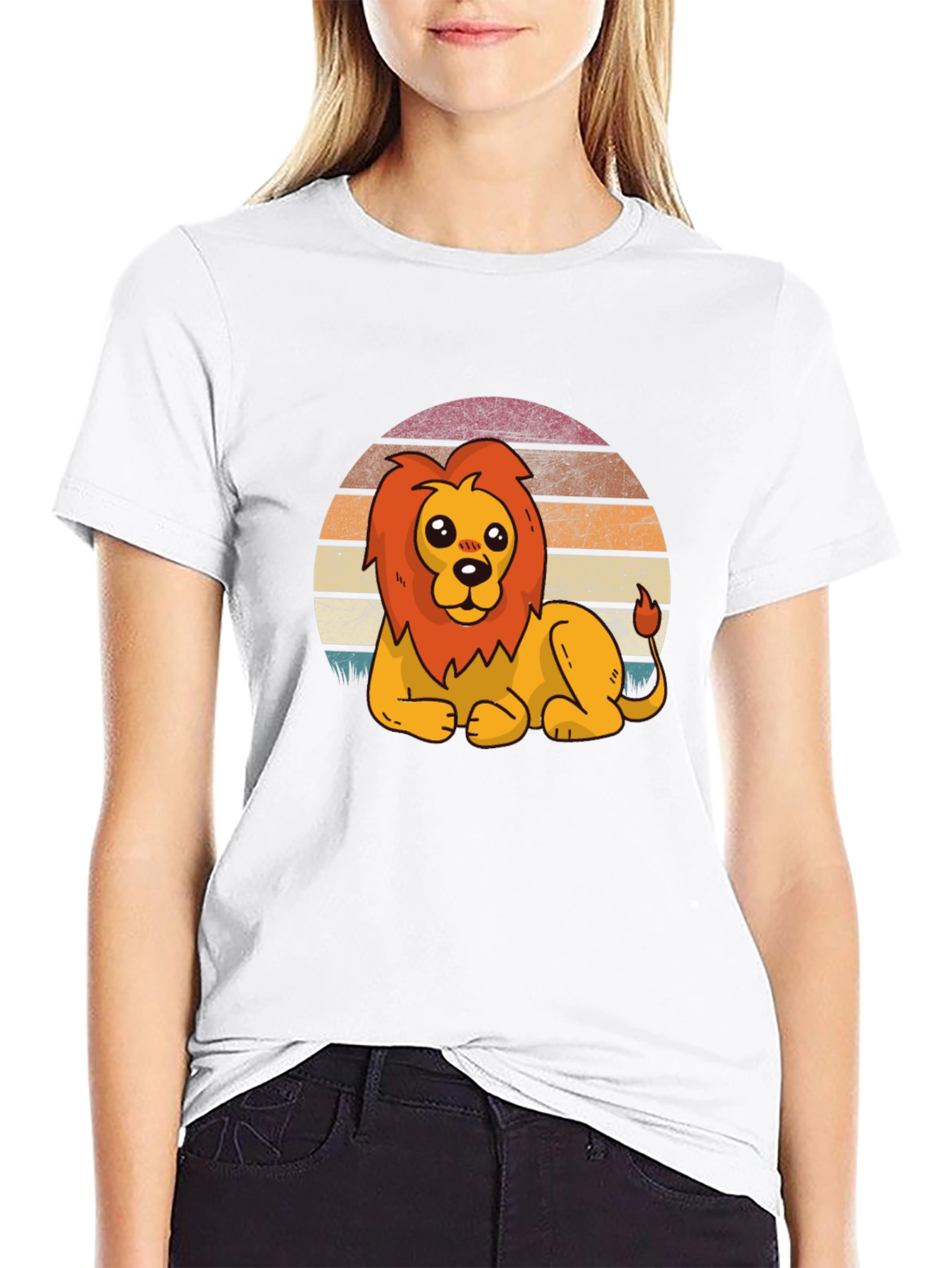 Lion Graphic Tee - Cute Cartoon Style