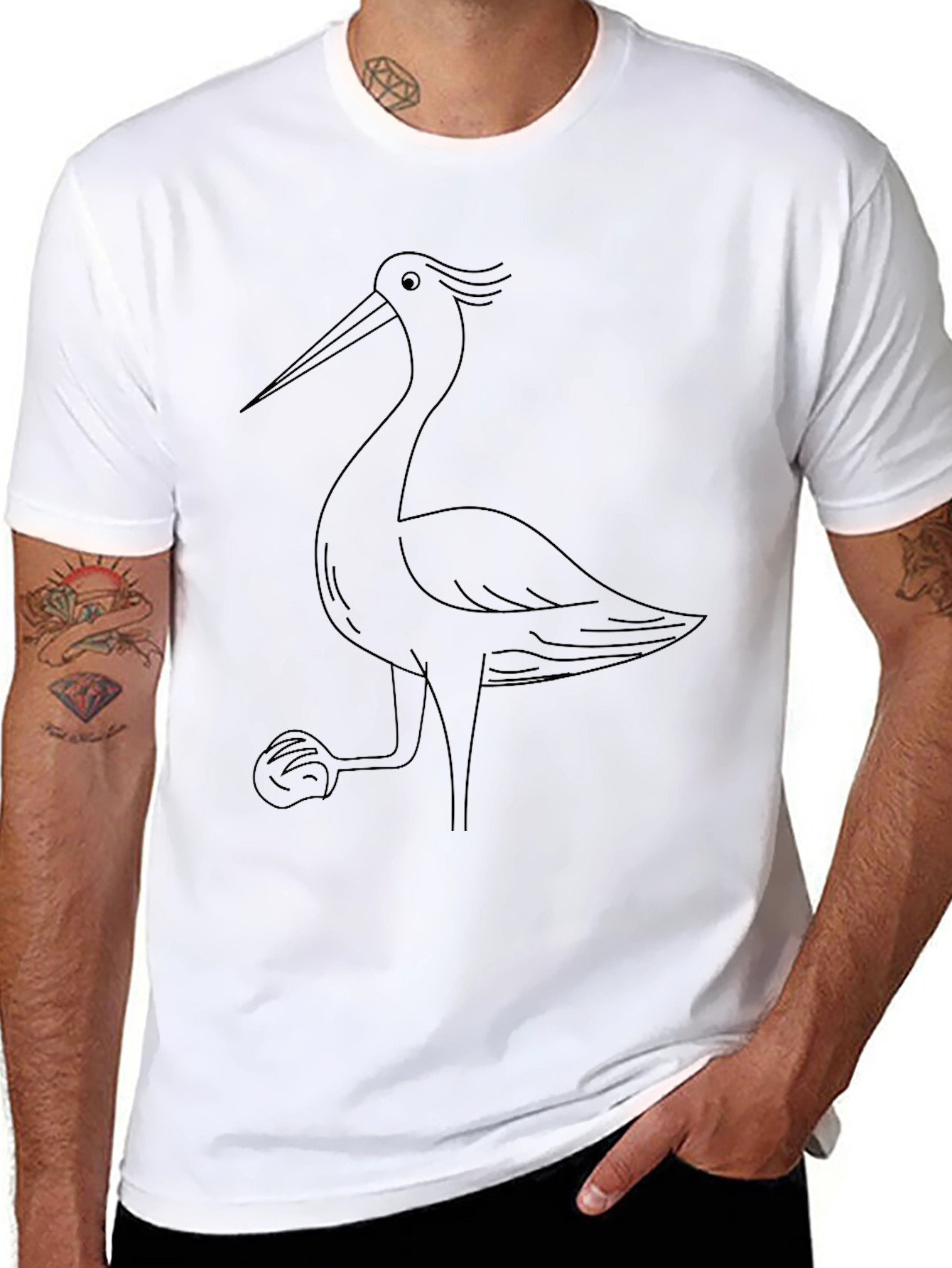 Black Heron Graphic Tee - Unique Bird Design