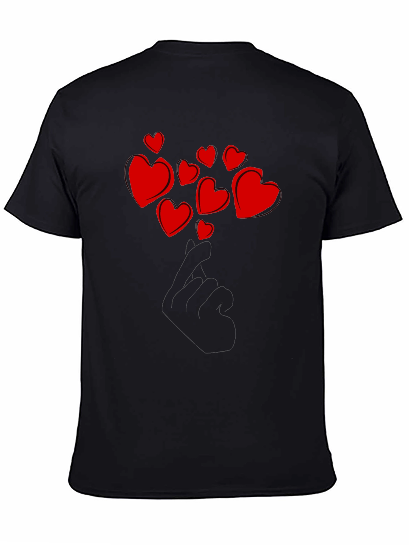 Love Hand T-Shirt - Black Heart Design