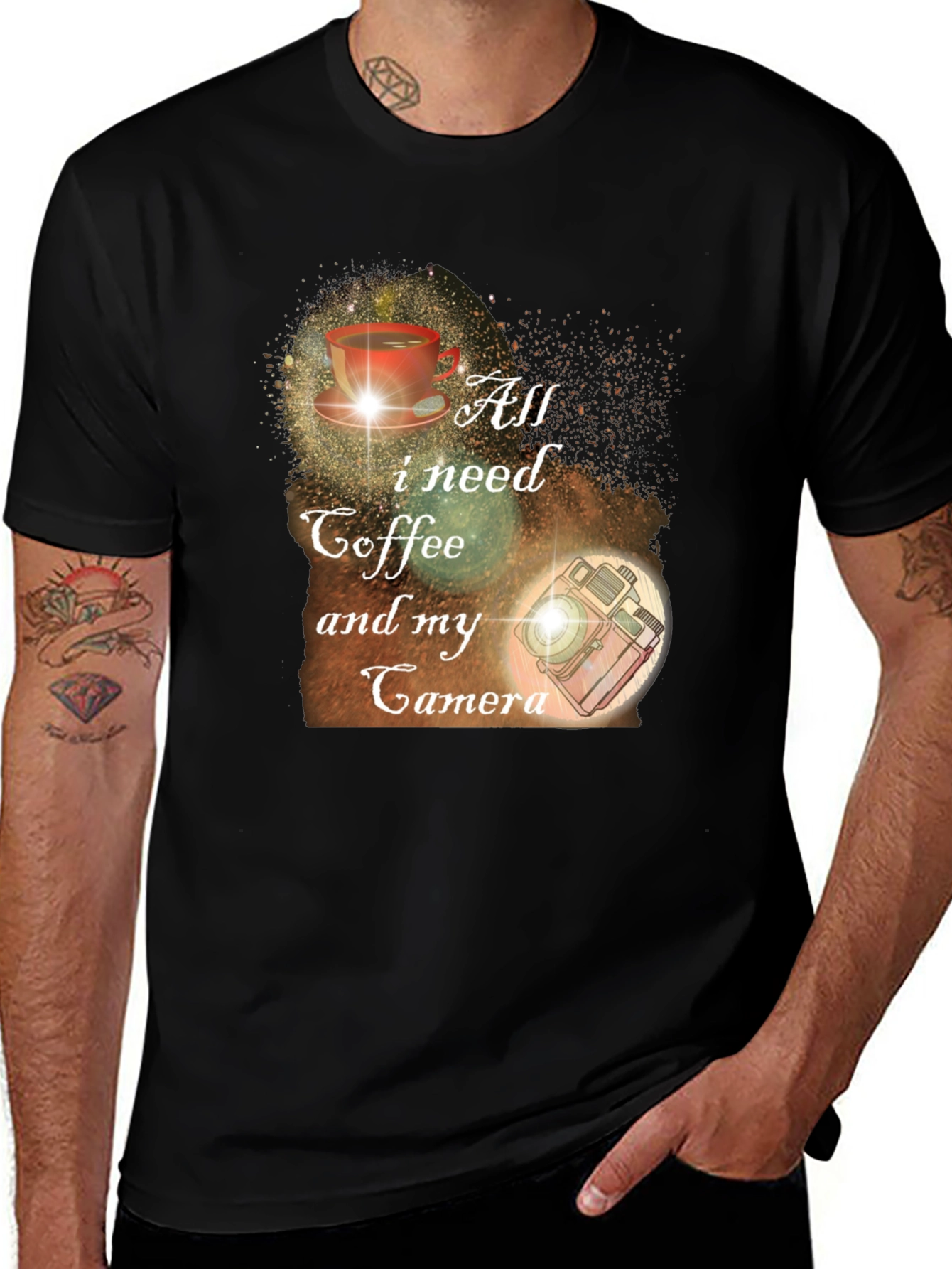 Coffee & Camera Graphic Tee - Black