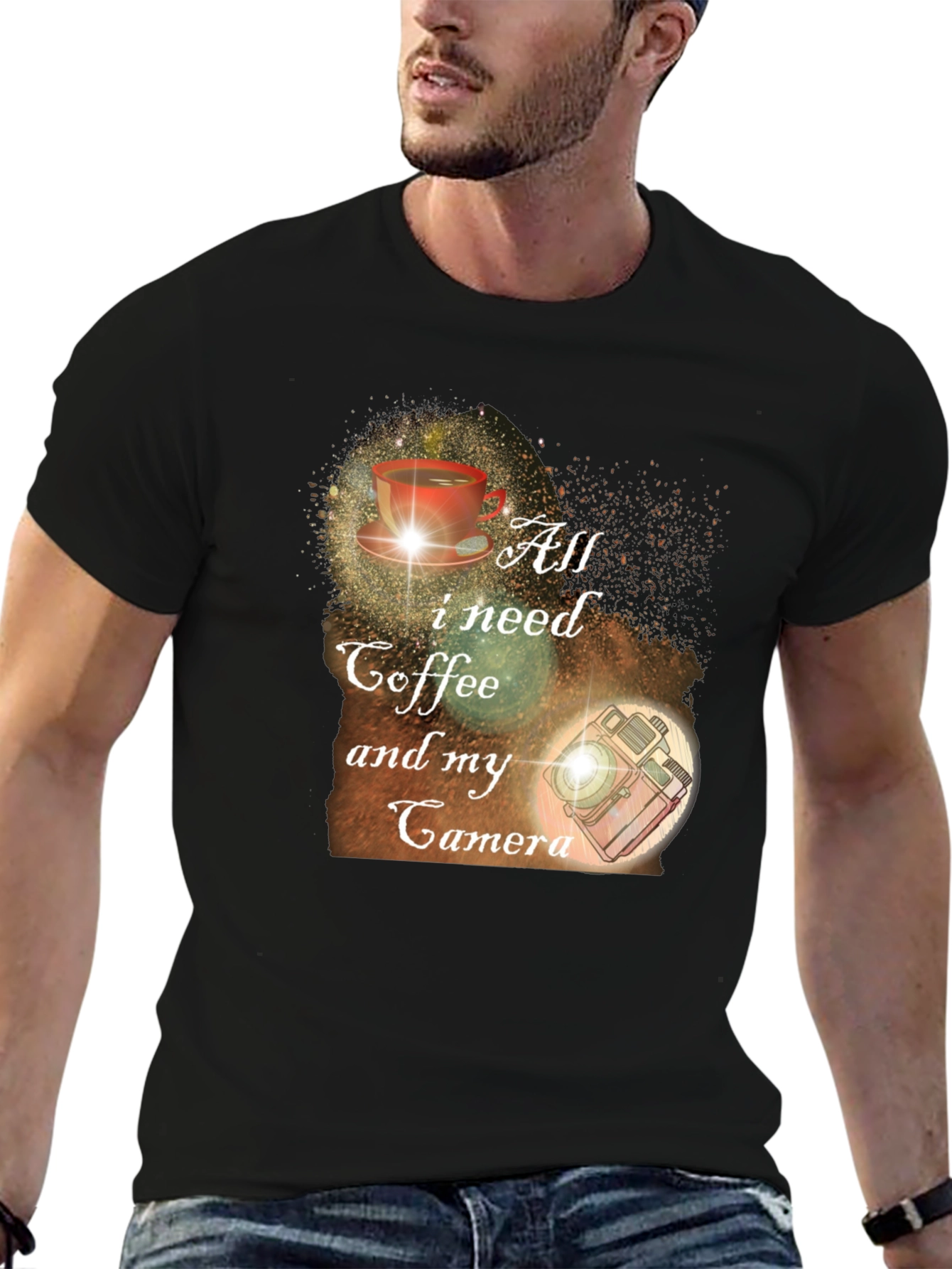 Coffee & Camera Graphic Tee - Black
