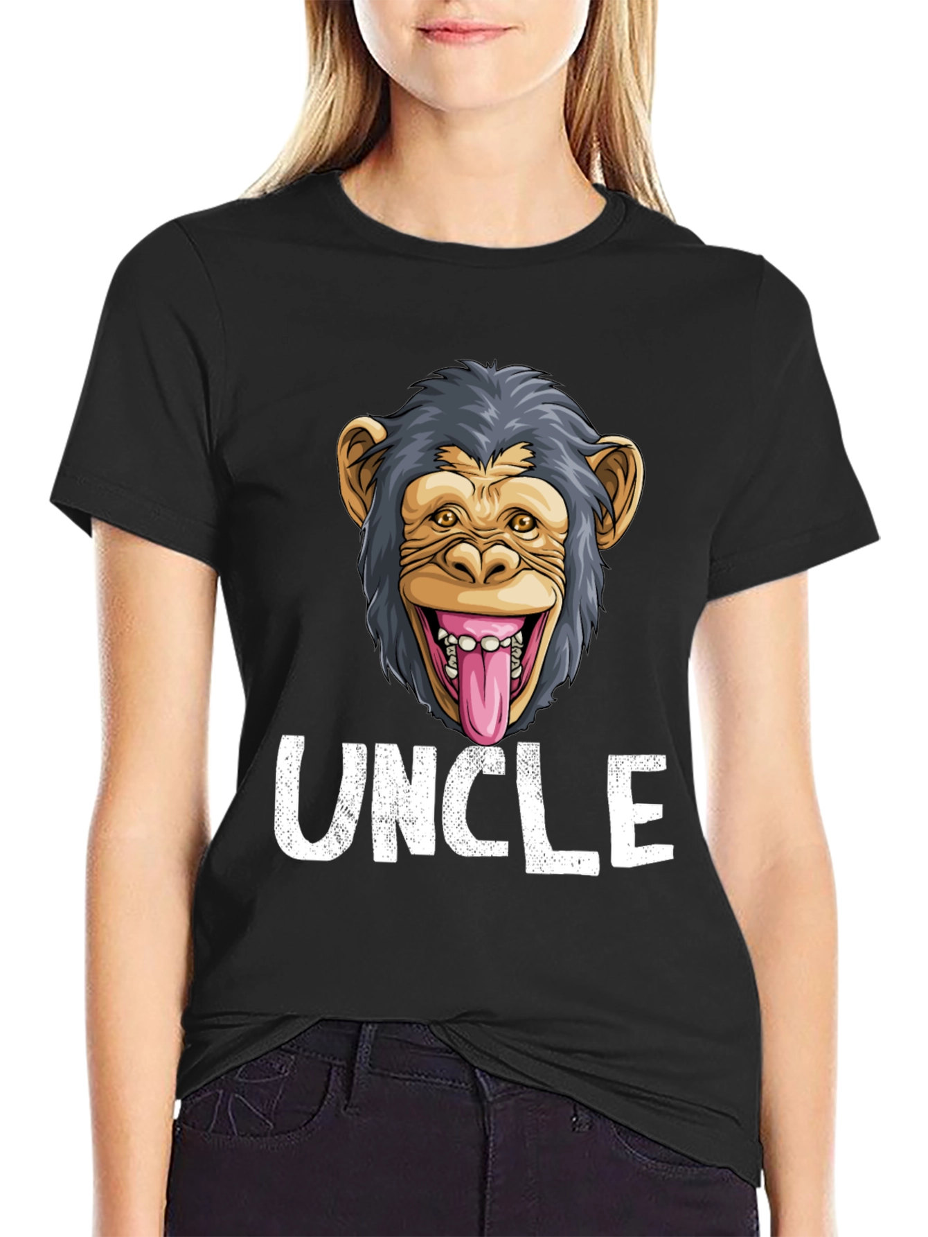 Uncle Monkey Face Graphic T-Shirt - Funny Tee