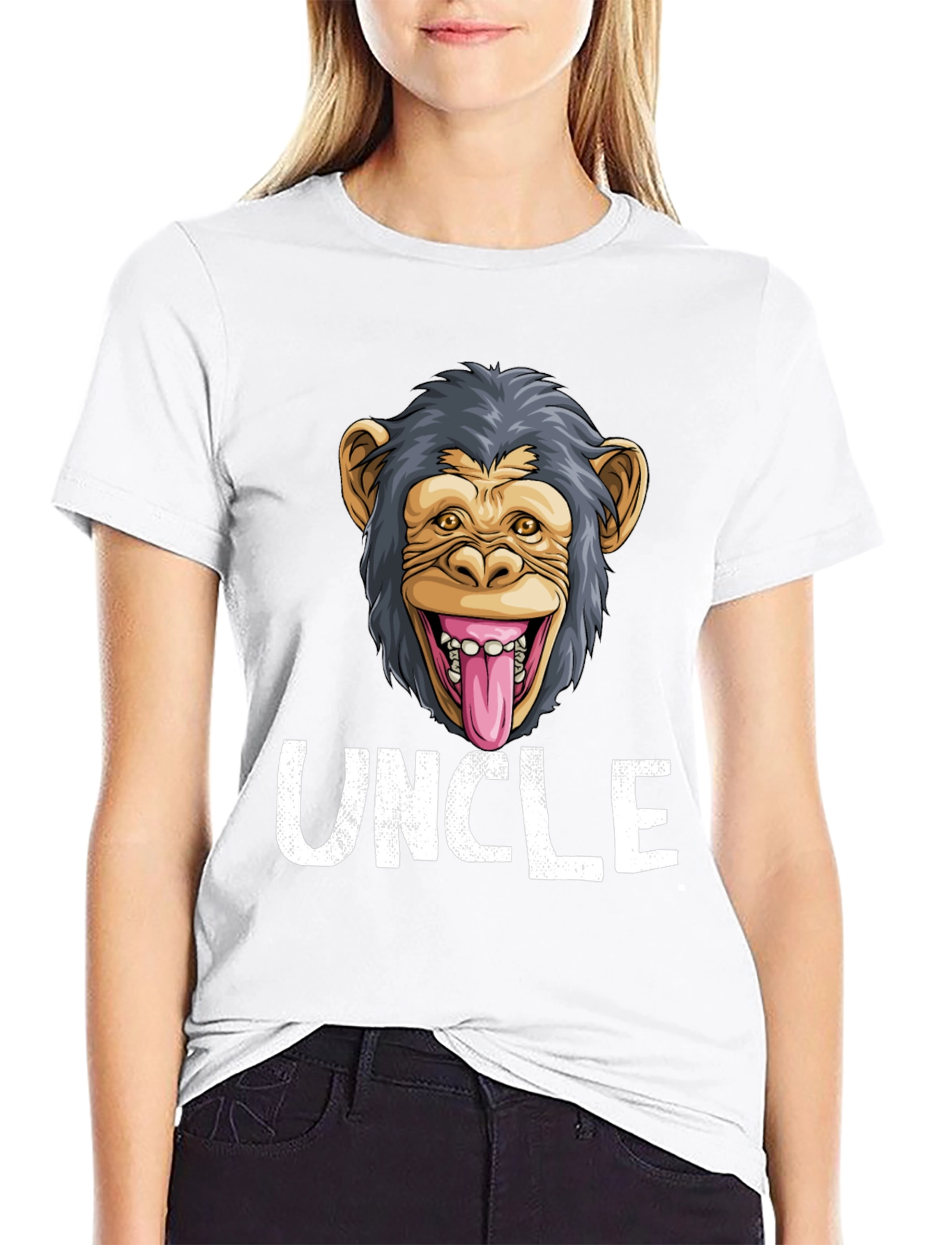 Uncle Monkey Face Graphic T-Shirt - Funny Tee