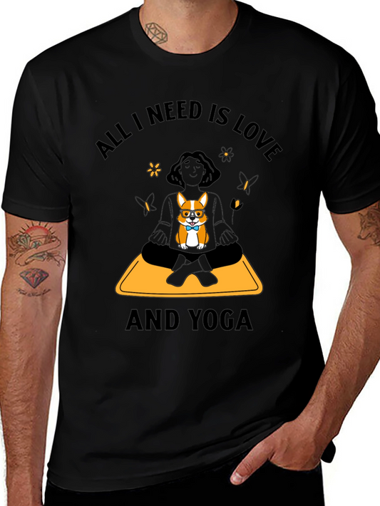 Yoga Lover T-Shirt - Corgi & Meditation Design