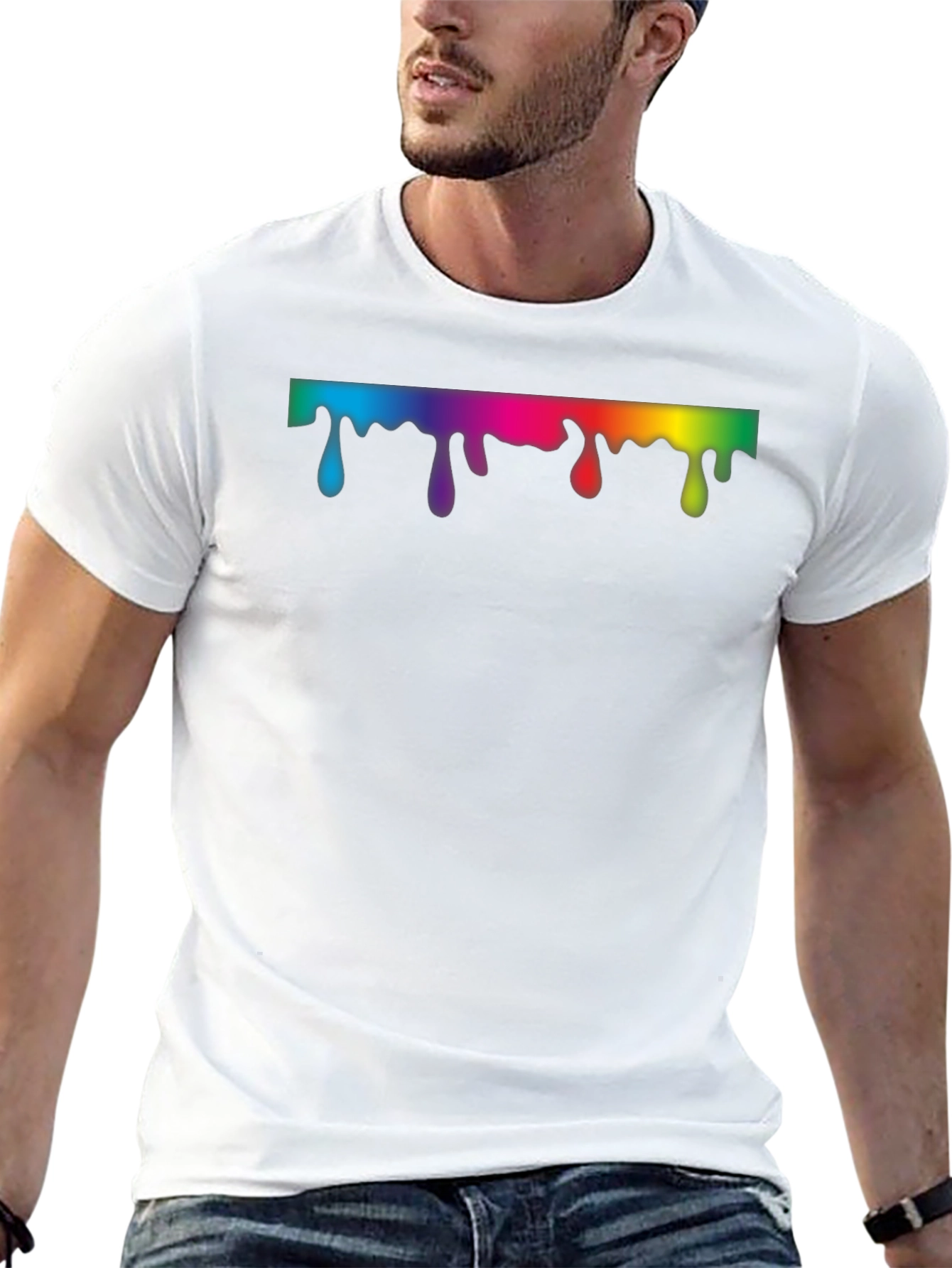 Rainbow Drip Graphic Black T-Shirt
