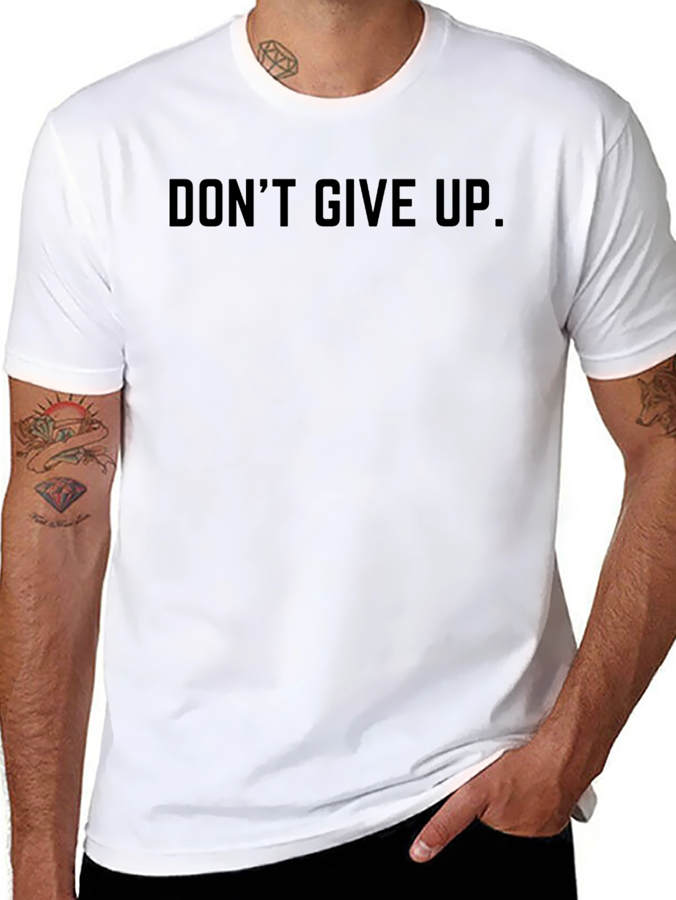 Dont Give Up Black T-Shirt - Motivational Tee