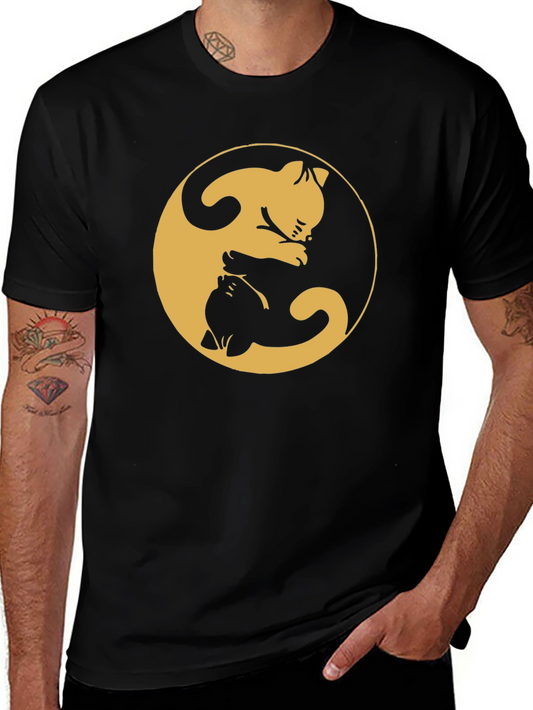 Yin Yang Cats Graphic Tee - Balance & Harmony Shirt