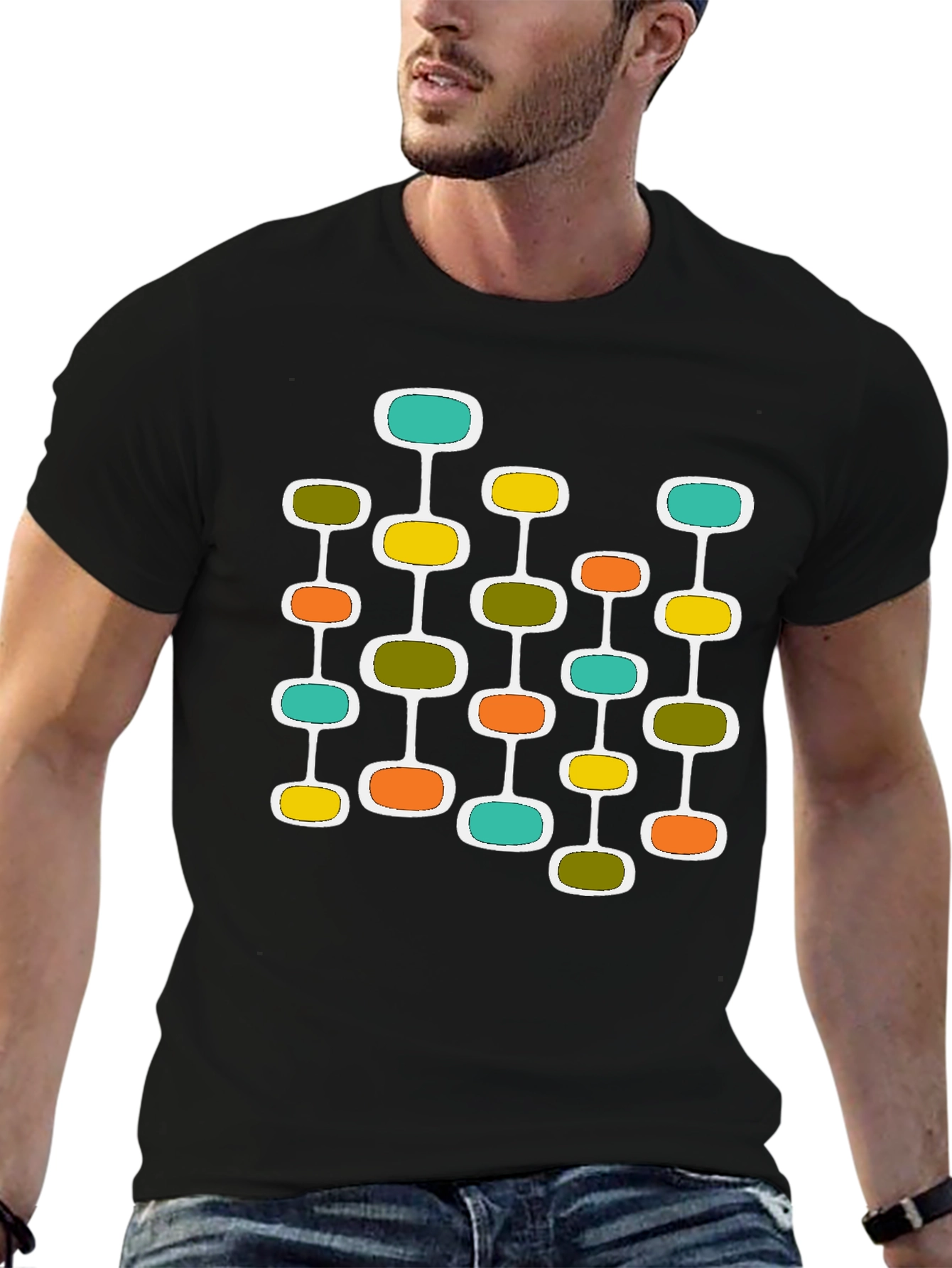 Mid-Century Modern Atomic Black T-Shirt