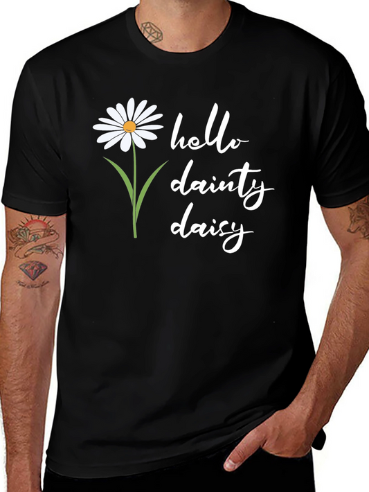 Hello Dainty Daisy Graphic Tee - Black Unisex Shirt