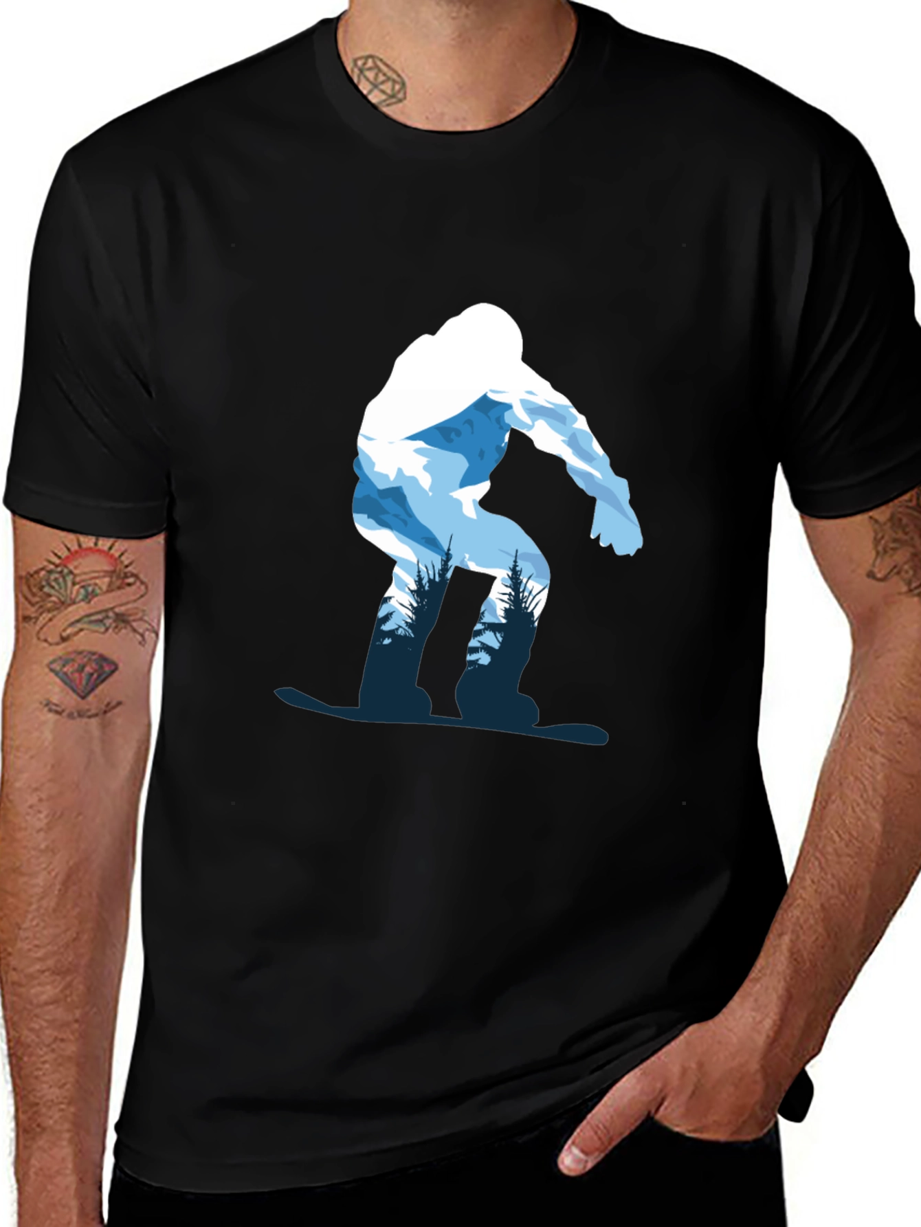 Snowboarder Graphic Tee - Black Cotton T-Shirt