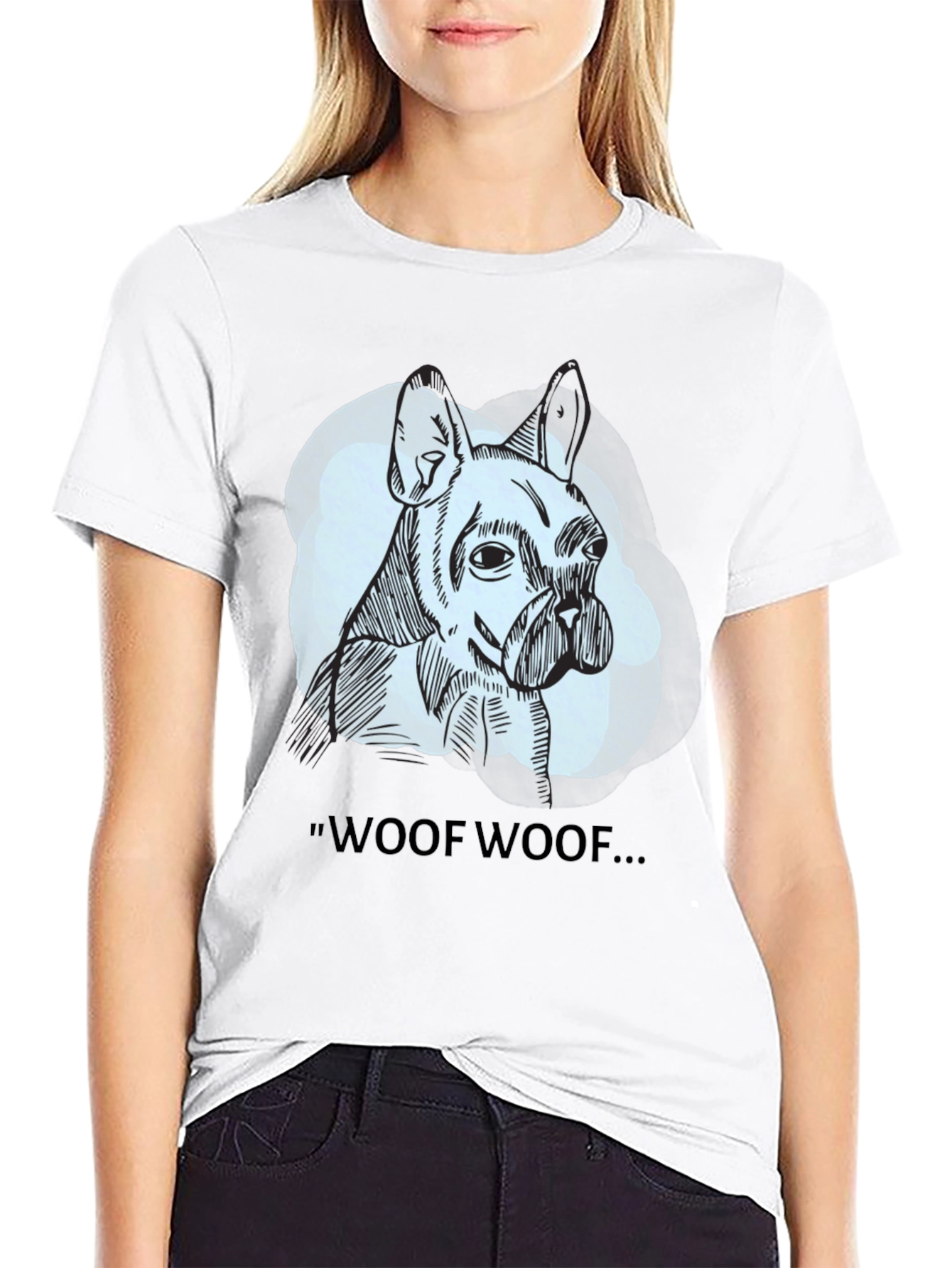 Woof Woof Dog Graphic Tee - Black