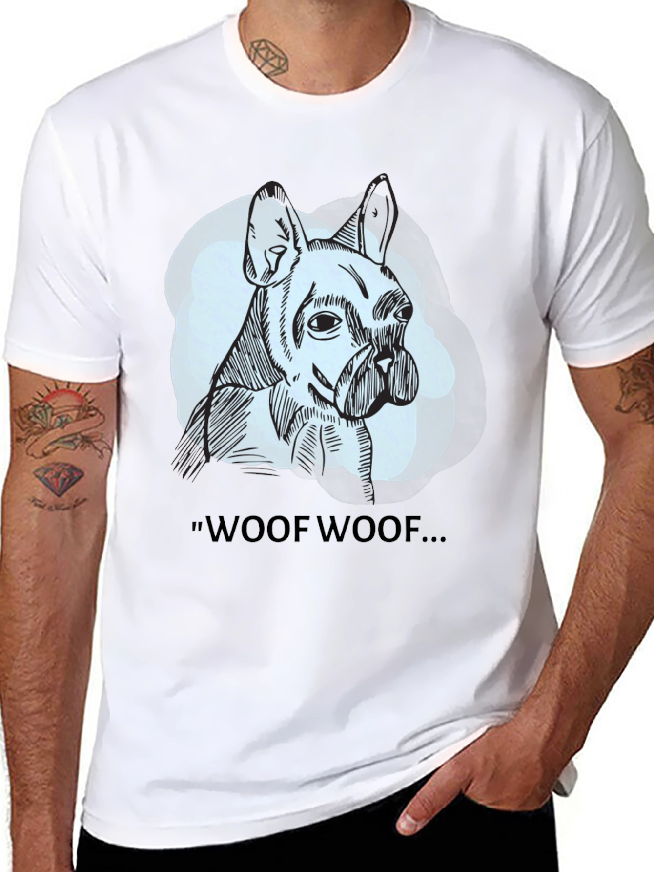 Woof Woof Dog Graphic Tee - Black
