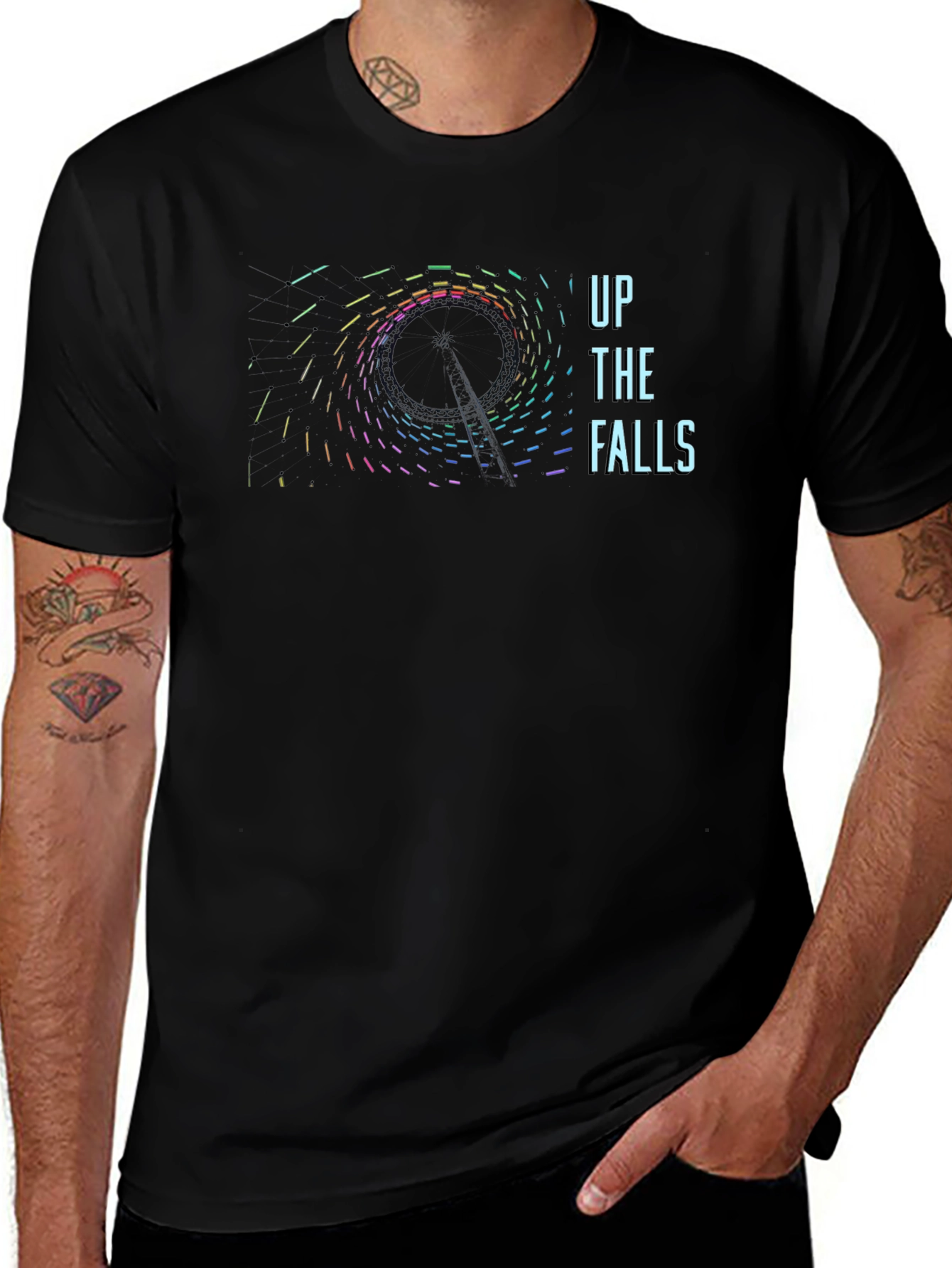 Up the Falls Graphic Tee - Black Cotton T-Shirt
